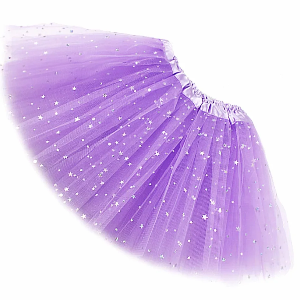 Sparkle spódnica dla dziewczynek, księżniczki, balet, do tańca, warstwowa, tiulowa, tutu, Light Purple, jeden rozmiar
