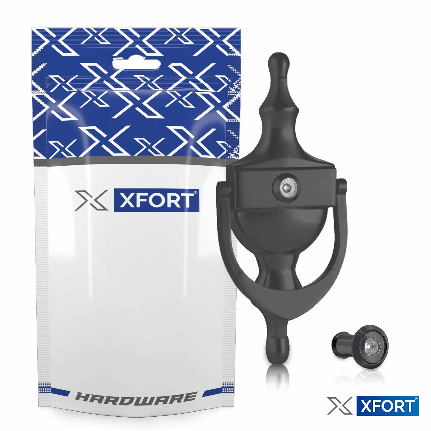 XFORT® Wiktoriańska kołatka do drzwi urny z wizjerem - eleganckie czarne meble do drzwi wejściowych