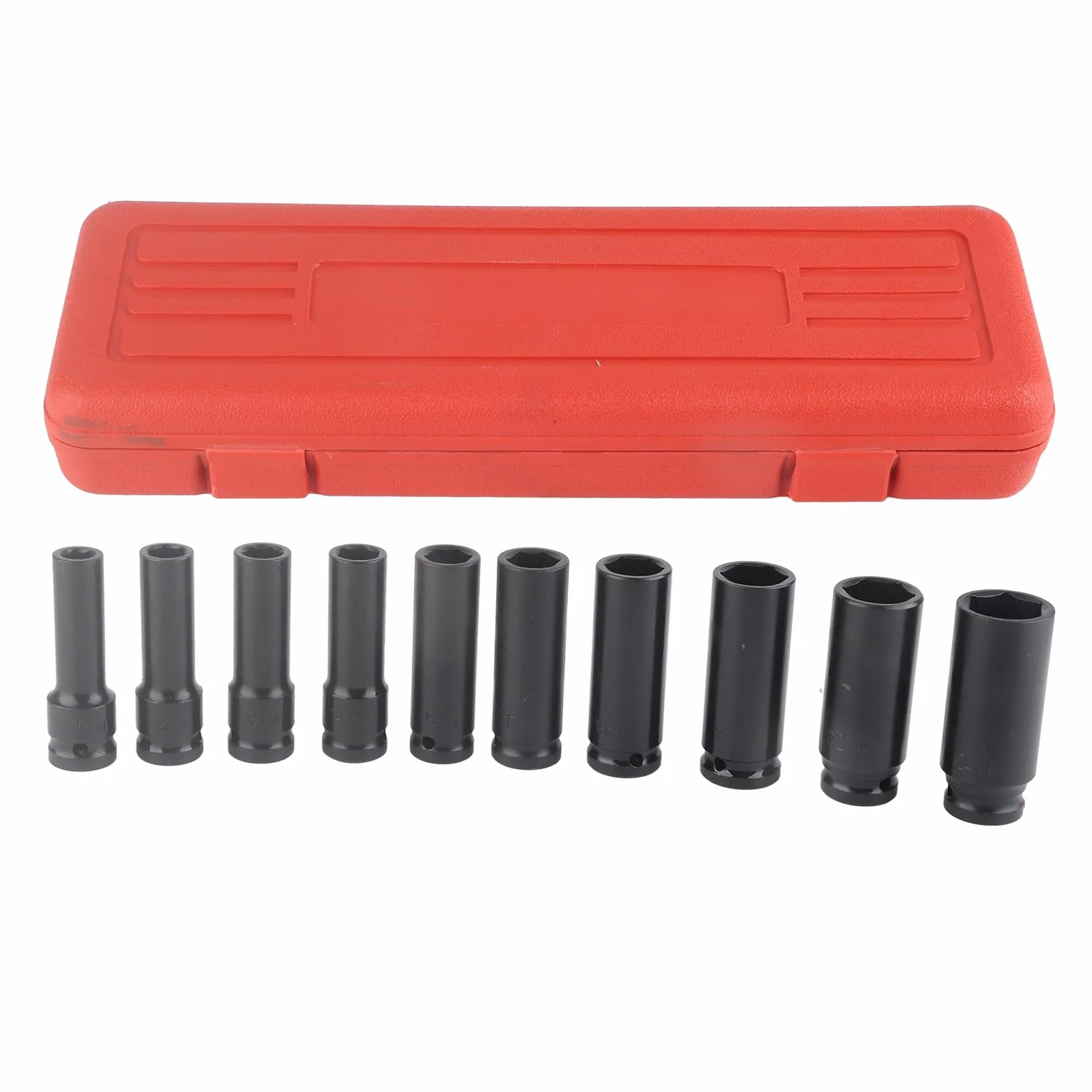 Ejoyous Zestaw Nakrętek do Kluczy Udarowych 1/2 cala, 10 sztuk, Zestaw Nasadek Udarowych 12,5 mm (1/2 ") i 10-24 mm