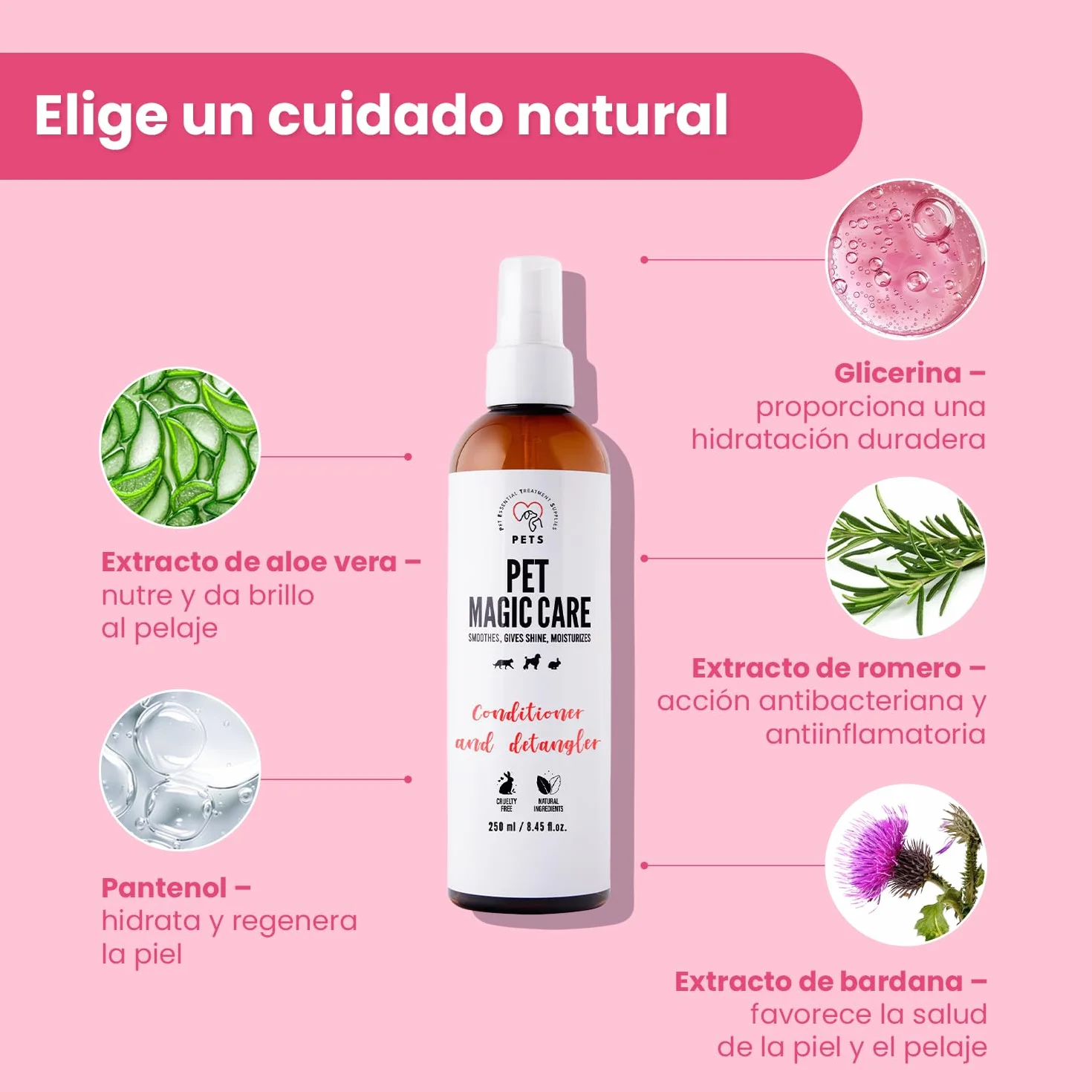 Pets Magic spray do odfilcowywania psa i kota 250 ml odżywka rozczesywania futra