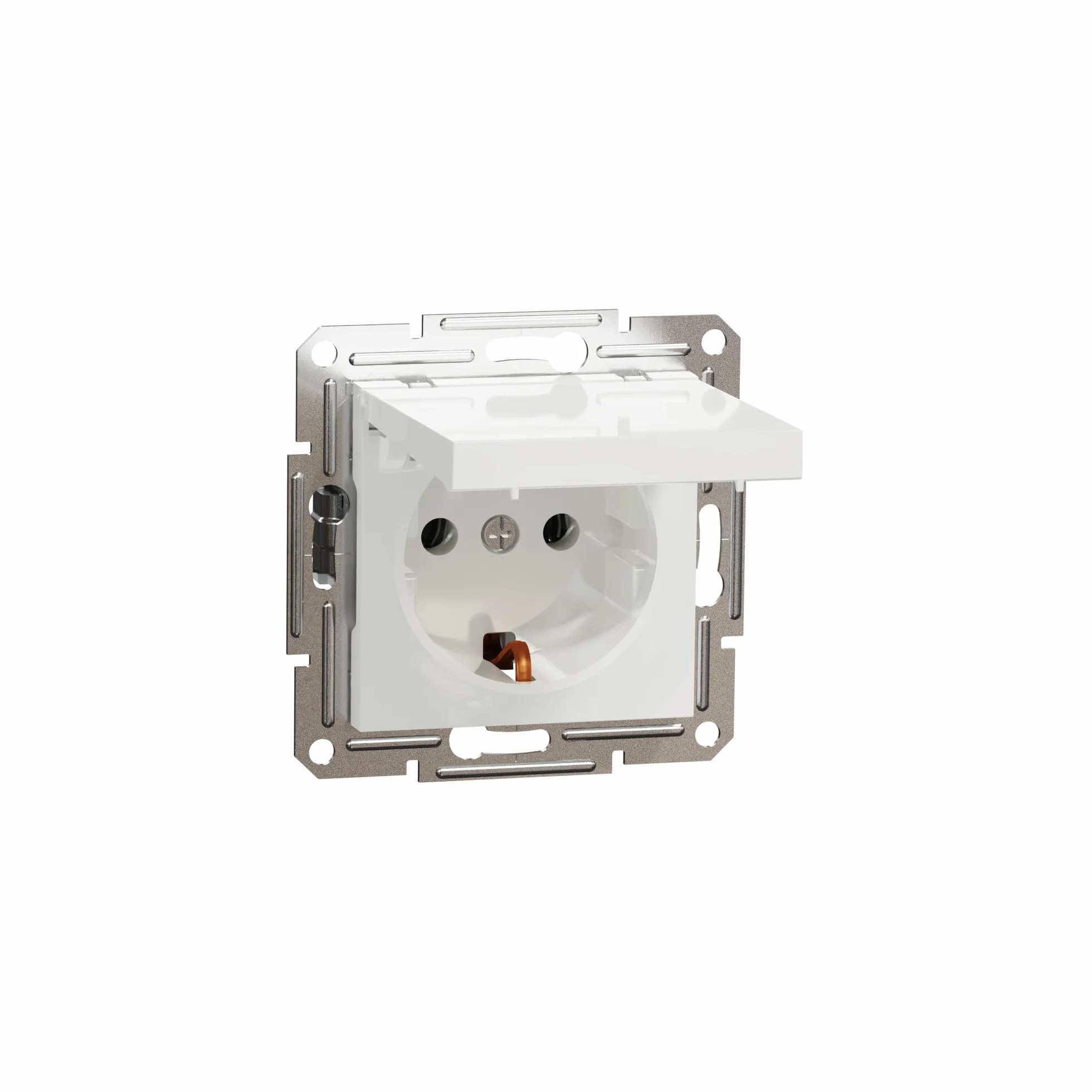 Schneider Electric Asfora EPH3170121D gniazdko Schuko 16 A, pokrywa z klapką, gniazdko ze stykiem ochronnym, podtynkowe, zaciski śrubowe, białe