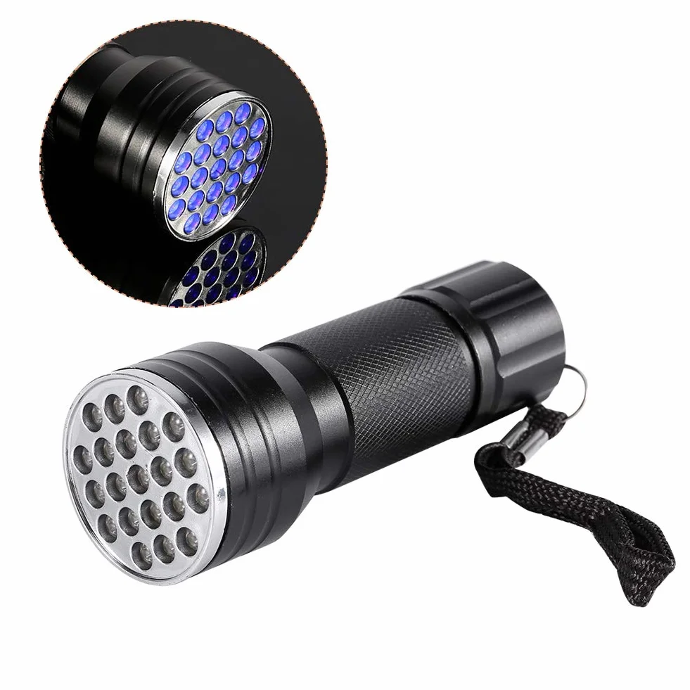 Latarka UV, czarne światło, 21 LED, 395 nM, ręczny detektor światła ultrafioletowego, do suchych plam z moczem psa/kota, pluskwa, skorpiona