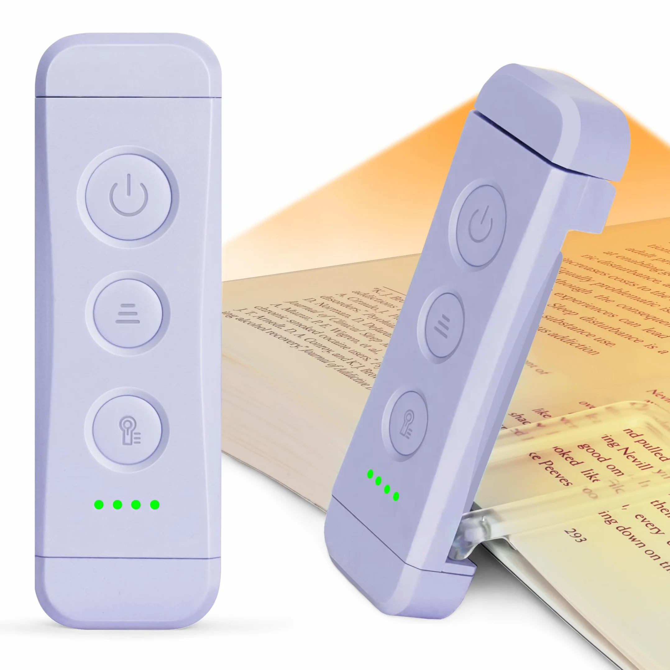 Glocusent USB Rechargeable Book Light, Eye Caring Reading Light Clip on Book, 3 kolory i 5 jasności ściemniania, przenośna i elastyczna, długotrwała do 80 godzin (fioletowy)