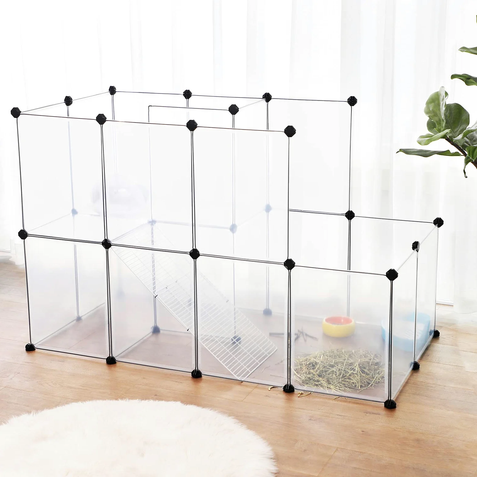 SONGMICS Klatka dla świnek morskich DIY z tworzywa sztucznego biała LPC03W