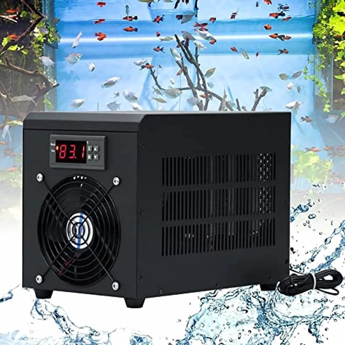 Chłodziarka do wody akwariowej, chłodziarka do akwarium, termostat do akwarium, chłodziarka i grzałka do akwarium do hydroponiki słonej/słodkiej wody, maks. 60 l,Cooling&heating