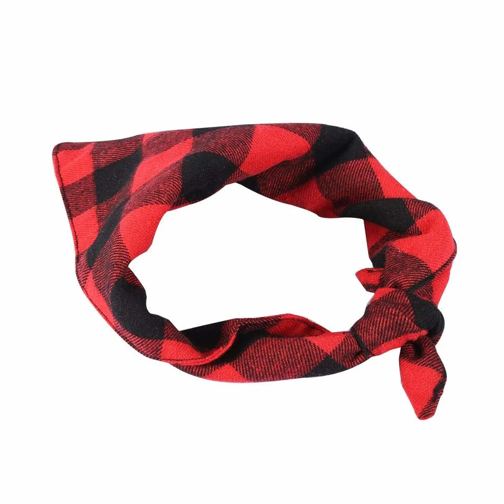 Pet Bandana pies szczeniak wzór karo szal kołnierz śliniaczek chusta na szyję czarny czerwony (L)
