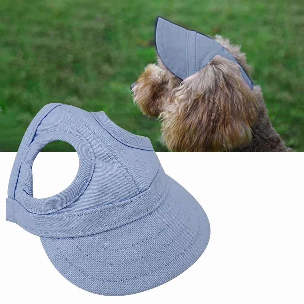 Czapka bejsbolowa dla psa i kota, czapka outdoorowa, Sunbonnet, regulowane paski, na lato, podróż, kapelusz sportowy, opakowanie wielokrotnego użytku, socialme-eu(S-Blau)