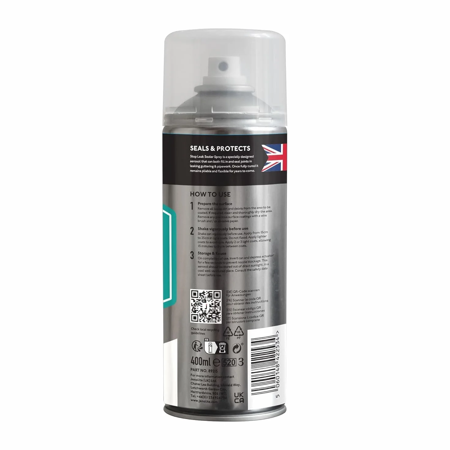 JENOLITE Stop Leak Sealer Spray, wodoodporny uszczelniacz, wypełniania, uszczelnia i zatrzymuje wycieki, przezroczysty, 400 ml