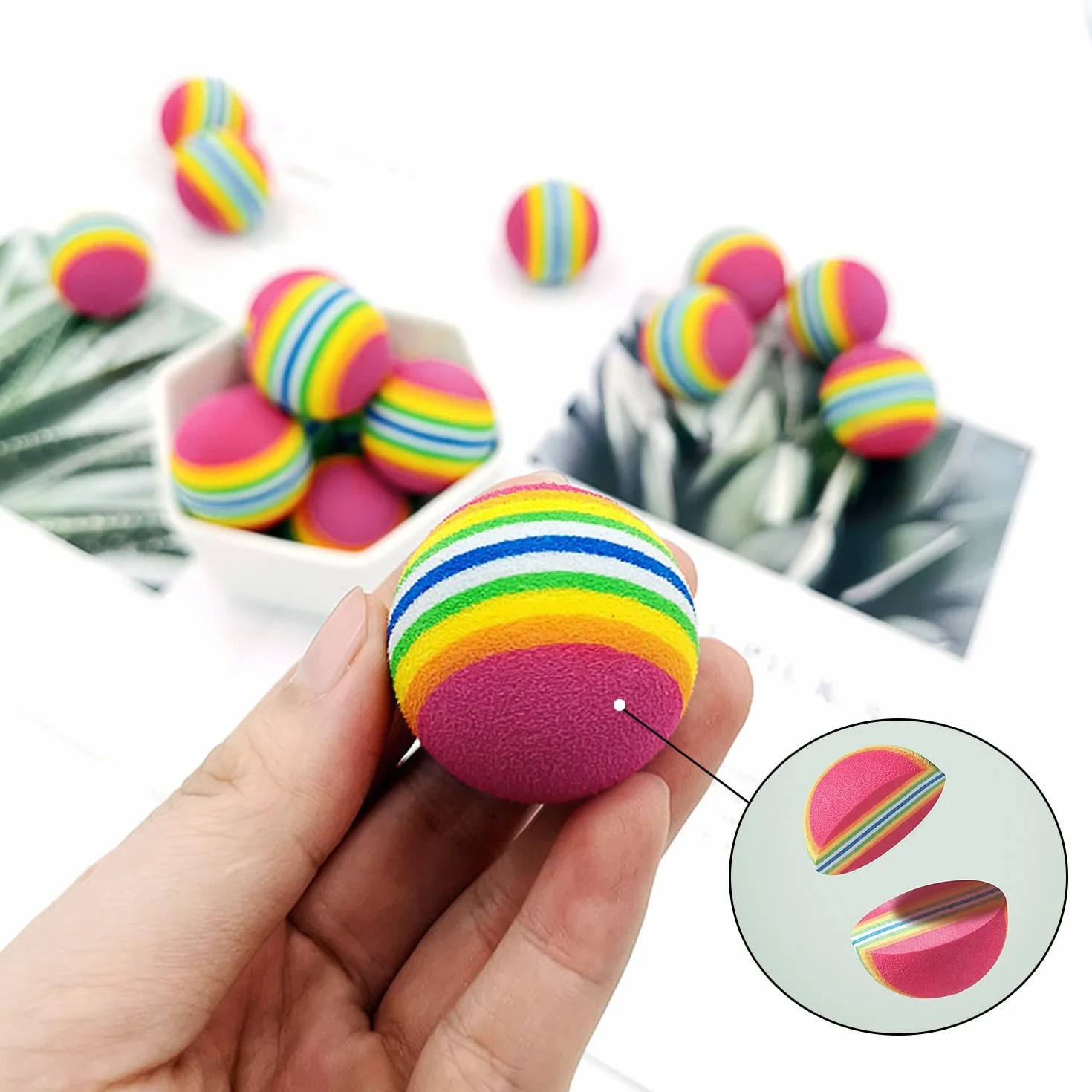 24 szt., tęczowy kot, zabawka, piłka, piankowe piłki, miękka zabawka dla kota, interaktywne piłki dla szczeniaka, 3,5 cm, cicha zabawa, do użytku wewnątrz i na zewnątrz, dla zwierząt domowych, kotów, szczeniaków, sportu, ćwiczeń, rozrywki (czerwone)