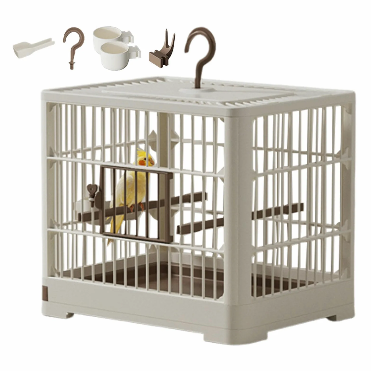 Mały ptak Travel Cage, przenośny pojemnik na ptaki, pojemnik podróżny dla ptaków | Lekka klatka dla ptaków, wieszak na hak, torba podróżna dla ptaków, z drążkiem do parakeetów, Finches, Parrots, Lovebir