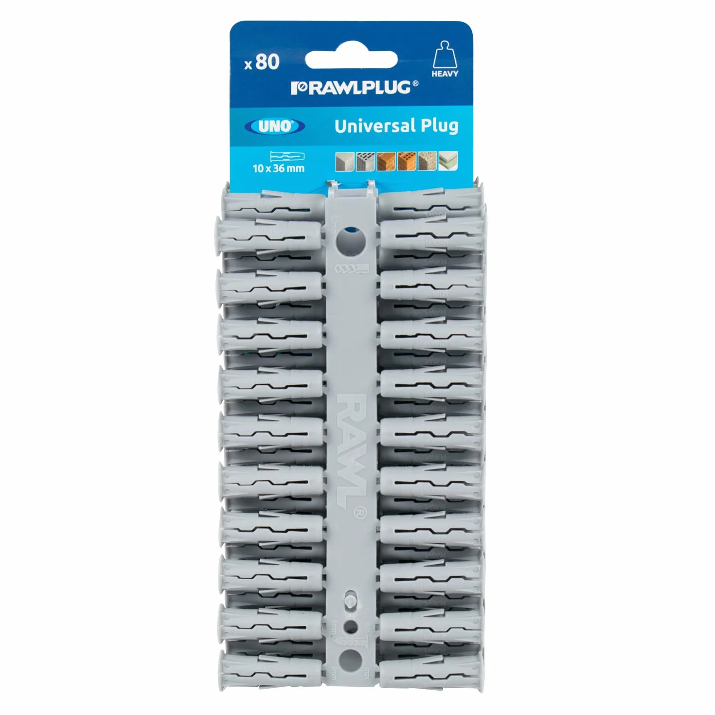 Rawlplug karta wtykowa Uno 10 x 36 mm szara 80 sztuk