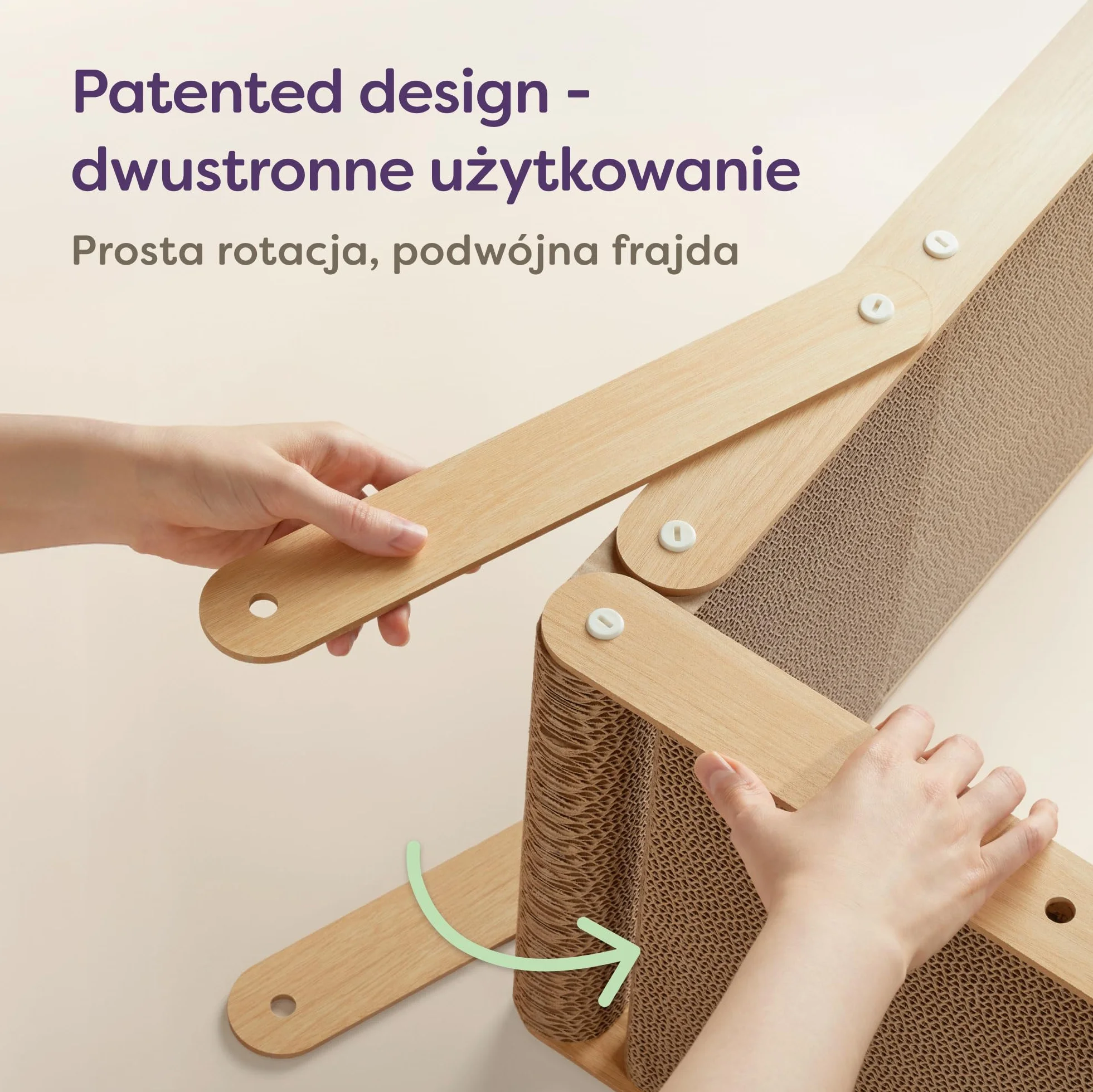 Drapak dla kota duży 68 cm - Drapak w kształcie litery L dla kotów z certyfikatem FSC® - Odwracalna konstrukcja zapewniająca do 1 roku zabawy w drapanie - Łatwy montaż