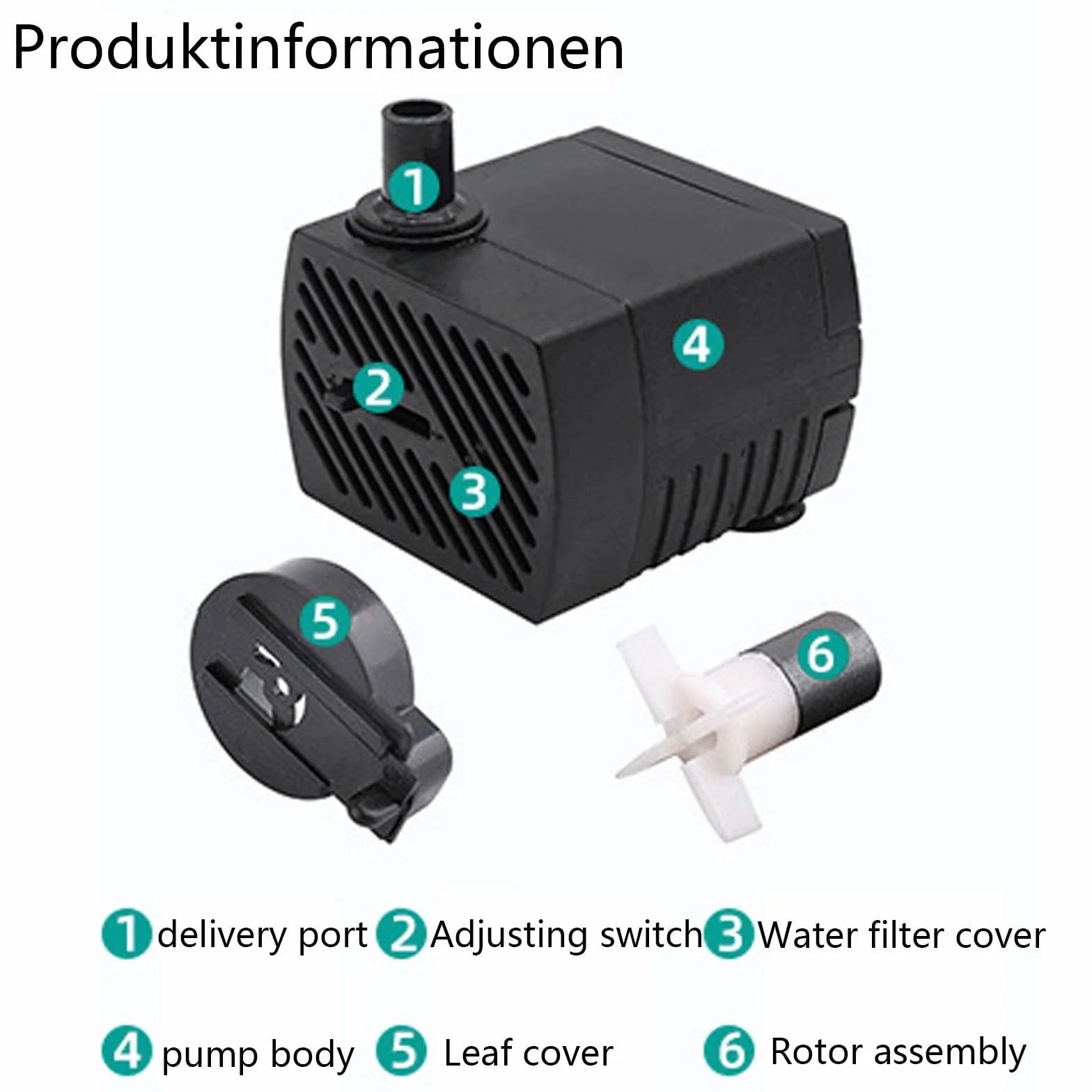 GERUI 2 x mini pompa wodna, 280 l/h, 4 W, 220 V-240 V, 50/60 Hz, regulowana objętość wody 8/13 mm, pompa do fontanny, nadaje się do małych akwariów, pomp do akwarium, ogrodów