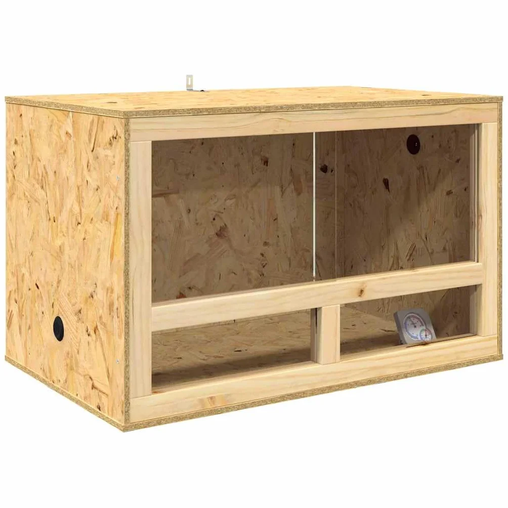 Terrarium brązowe z drewna OSB ze szklanymi drzwiami przesuwnymi, 80 x 50 x 100 cm, do wnętrz, wszechstronne zastosowanie dla gadów, płazów, bartagame, węża, gekonu, żółwia, paludarium