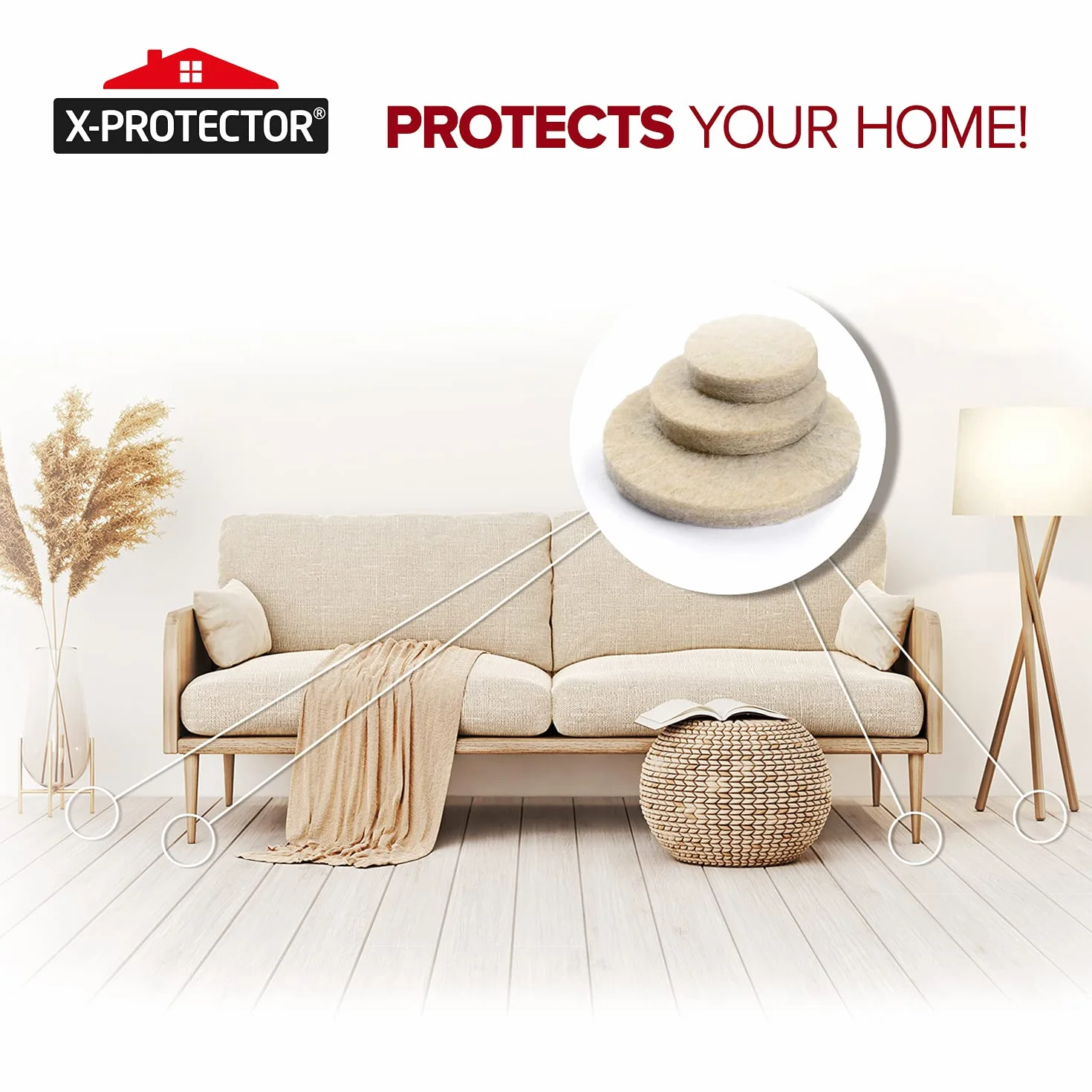 Filcowe podkładki meblowe X-PROTECTOR 181 PCS Premium Samoprzylepne podkładki - Filcowe podkładki do Nóżki mebli - Najlepsze podkładki meblowe - Chroń swoje podłogi z drewna i laminatu!