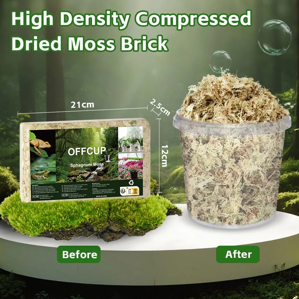 ãOFFCUP 150g Premium torfowiec do terrarium Naturalne kamienie mchu terrarium dla gadów Turfmech dla storczyków Rośliny mięsożerne Sukulenty Kwiaty ogrodoweÓ