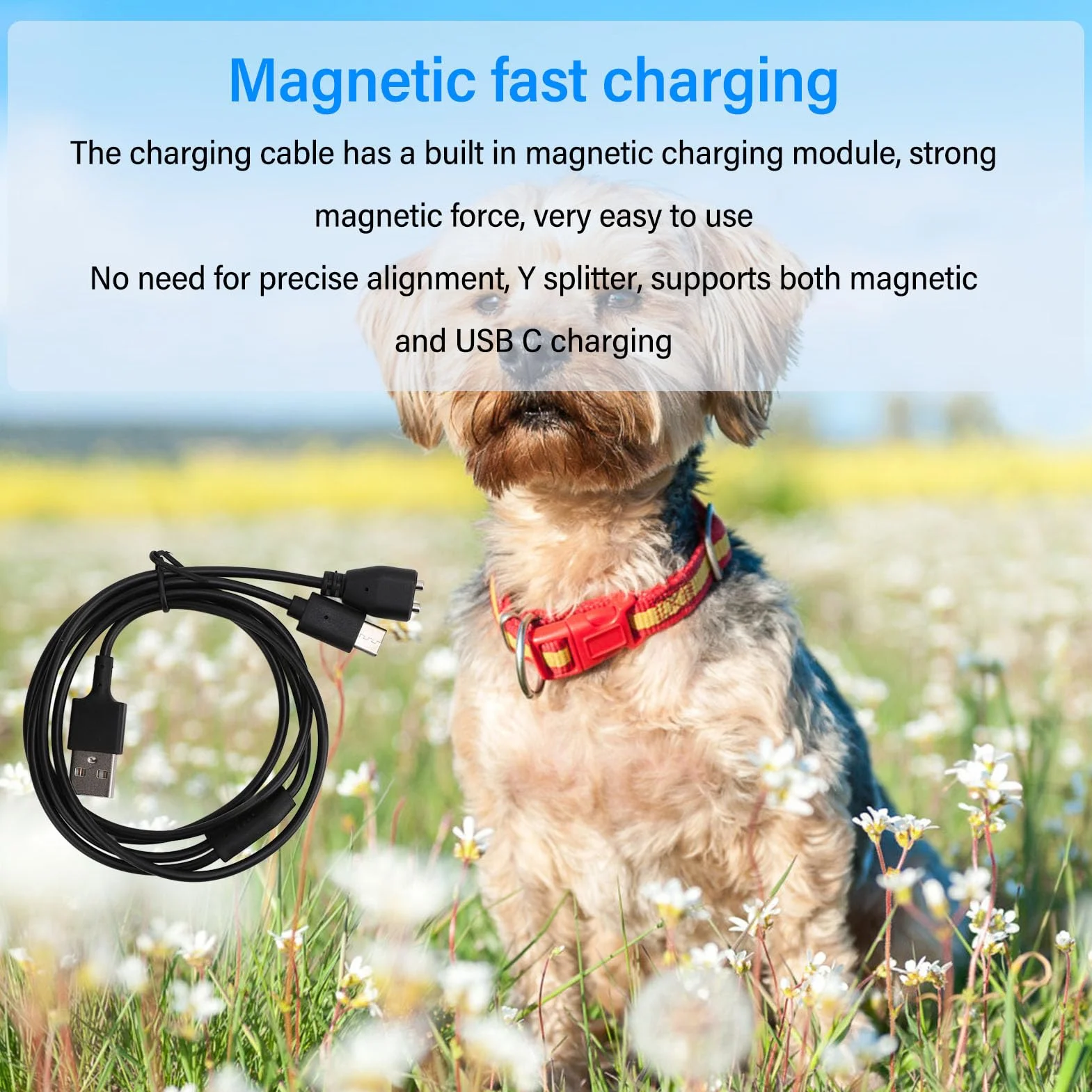 Zamienna ładowarka do Obroży Szkoleniowej dla Psa, 2 w 1 Magnetyczny i Kabel ładujący USB C do Obroży Yawpet Shock DT-72, DT-73