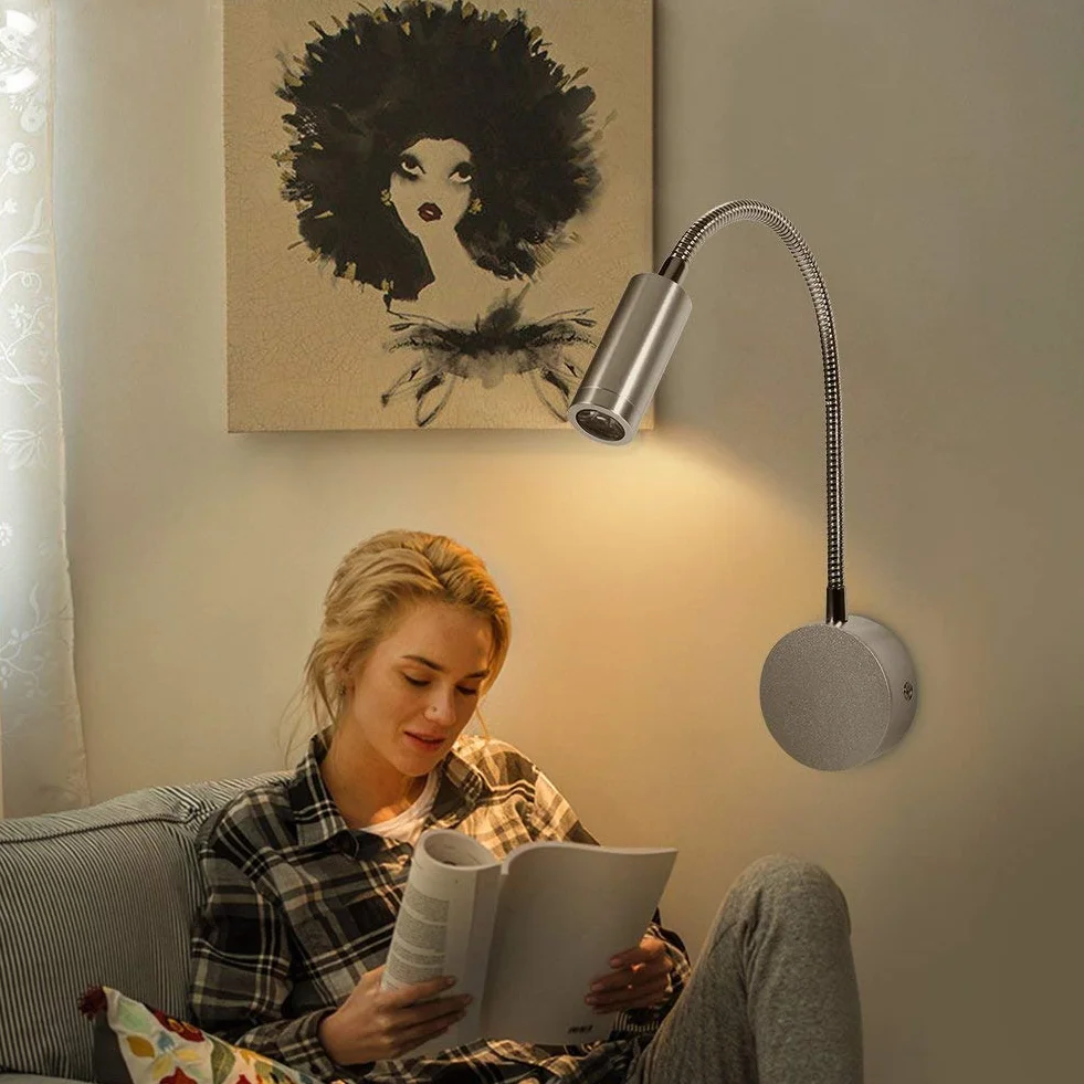 Lampka LED Minimalistyczna do Czytania z Możliwością Ściemniania Przełącznik Dotykowy Elastyczna Gęsia Szyja