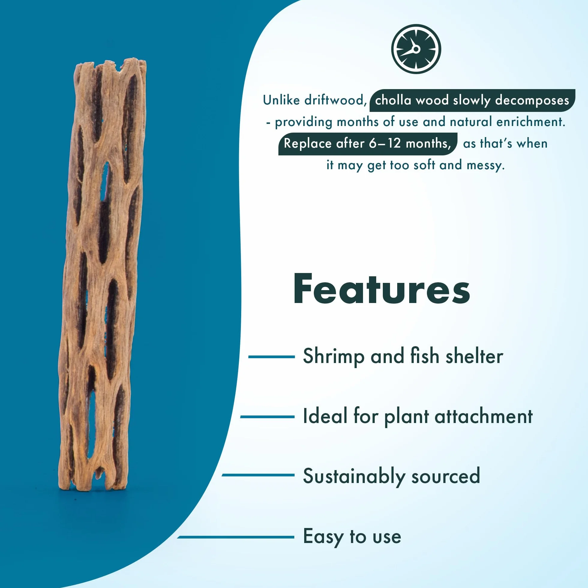 SubstrateSource Drewno Cholla do akwarium Driftwood 15 cm - 2 sztuki