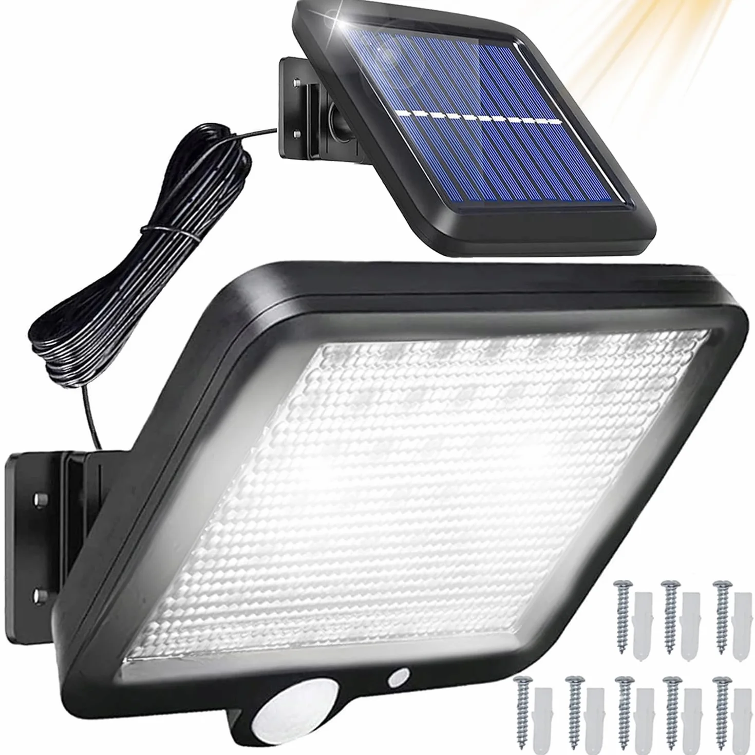Retoo Lampa solarna do użytku na zewnątrz z czujnikiem ruchu 108 diod LED nowy model lampy do ogrodu lampa solarna do użytku na zewnątrz idealne na patio werandę garaż drzwi wejściowe