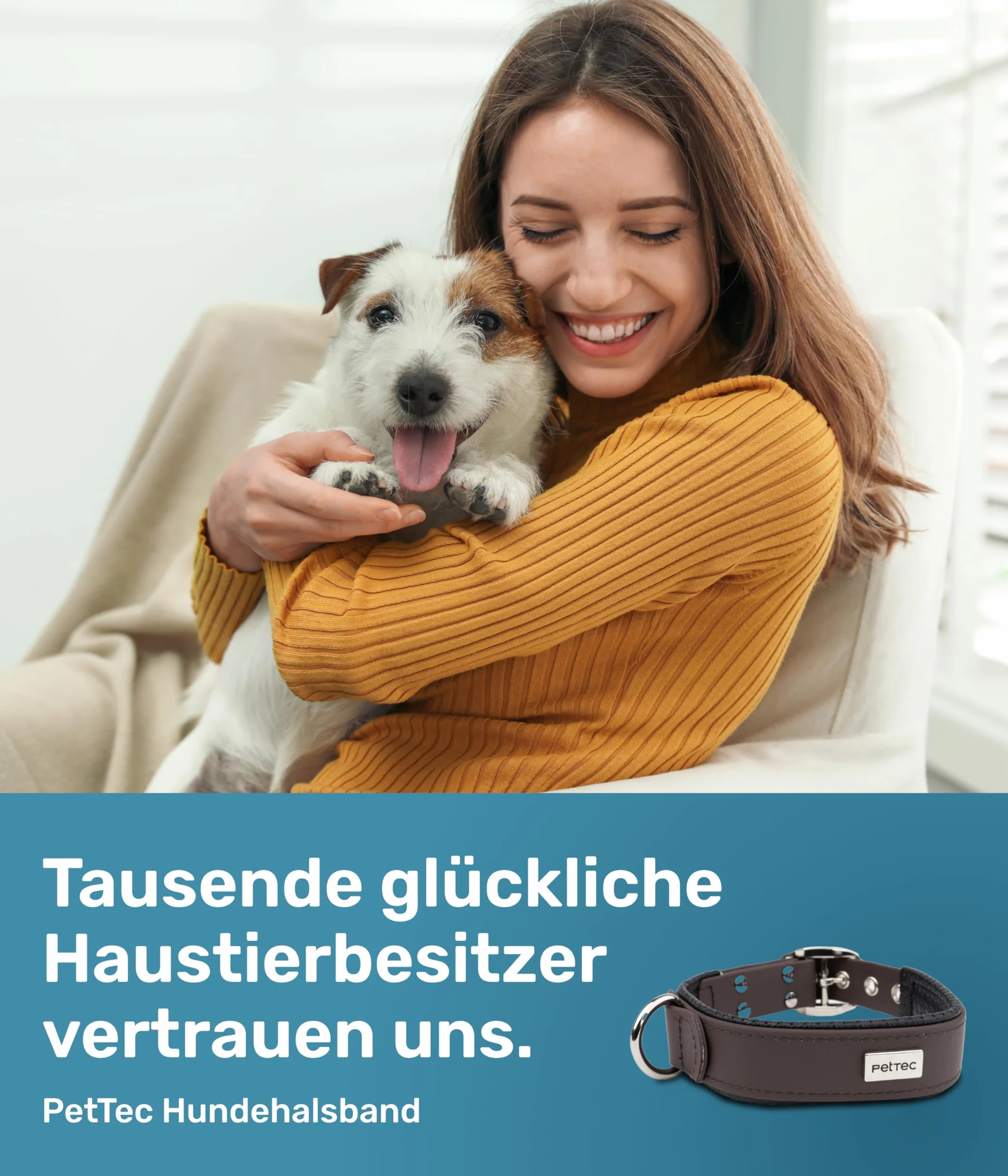 PetTec Obroża dla dużych i małych psów z Trioflex™ | odporna na warunki atmosferyczne i regulowana w kolorze | obroża dla psa w kolorze czerwonym, brązowym, czarnym i błyszczącym pomarańczowym
