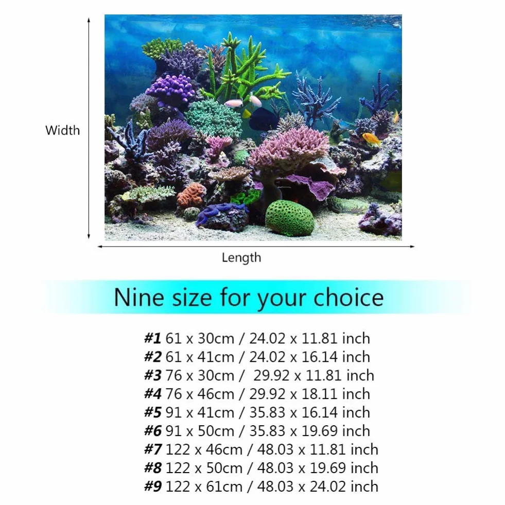 3D dekoracja do akwarium plakat podwodny koral naklejka PVC 91x41 cm