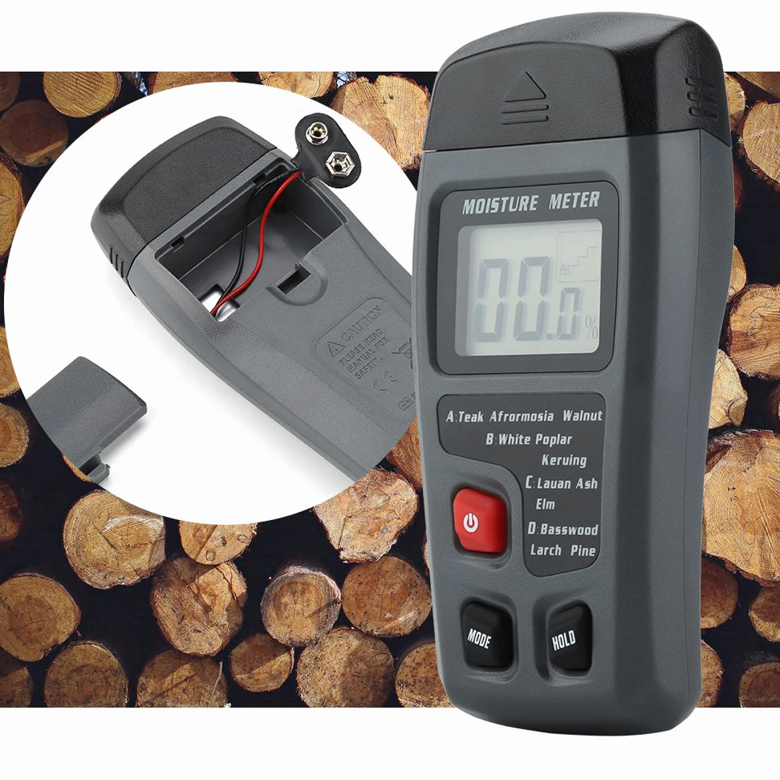 Cyfrowy miernik wilgotności drewna LCD, tester wilgotności do drewna i materiałów budowlanych