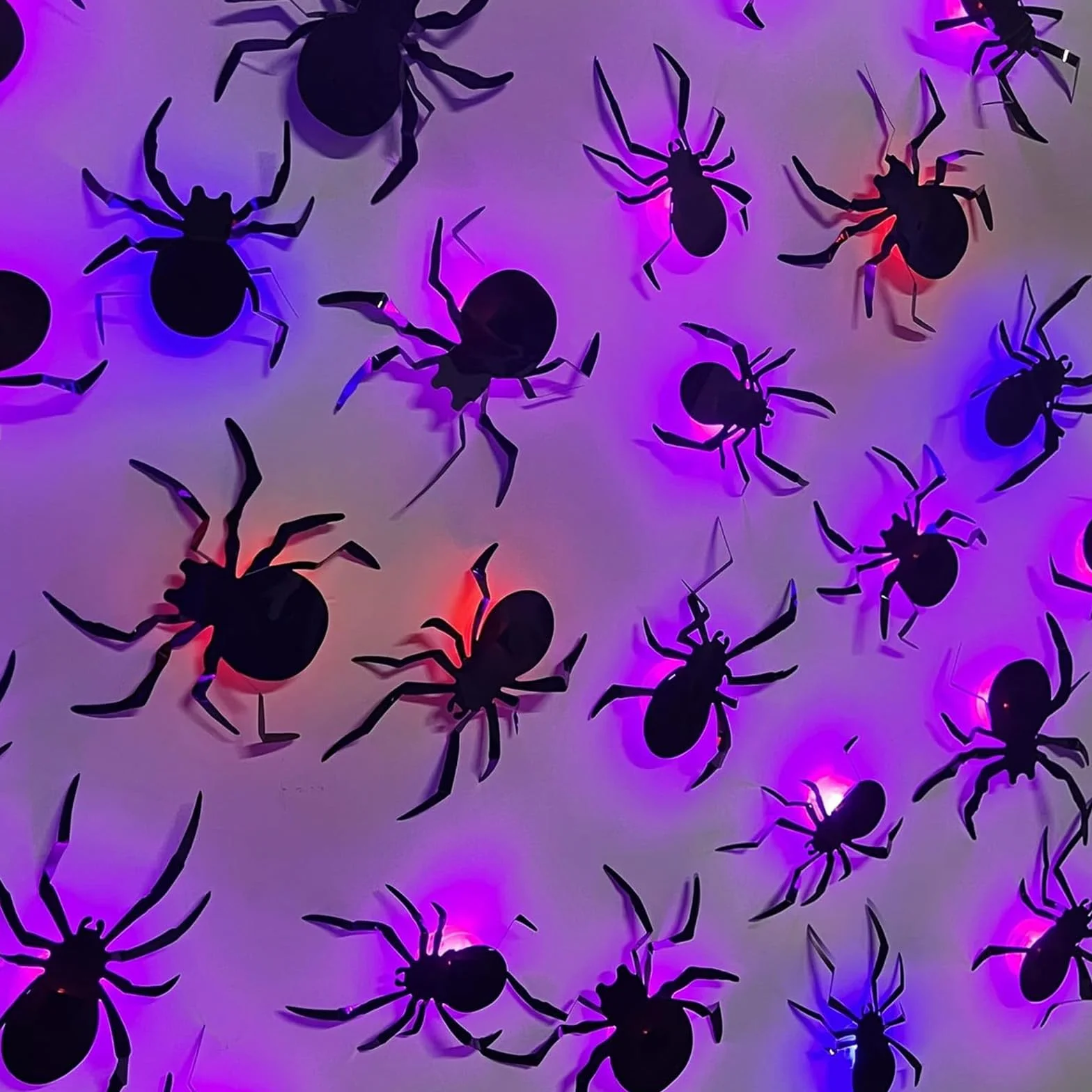 ALEGRE Dekoracja Halloween pająki 3D LED świecące naklejki ścienne 4 rozmiary