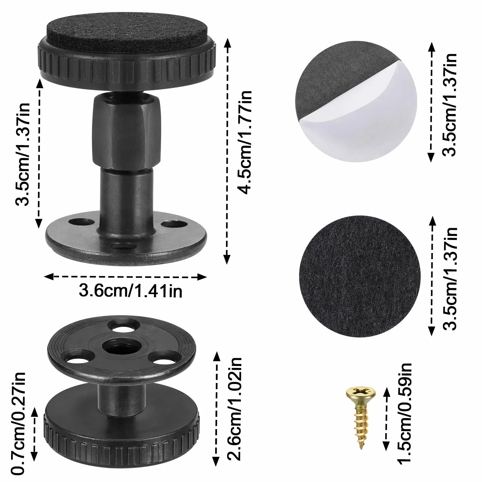 Zocipro Stopki poziomujące, 27-64 mm, nóżki meblowe z regulacją wysokości za pomocą śrub do nakrętek T, niwelatory nóg meblowych, gwintowane przedłużacze nóg stołu do nóg meblowych