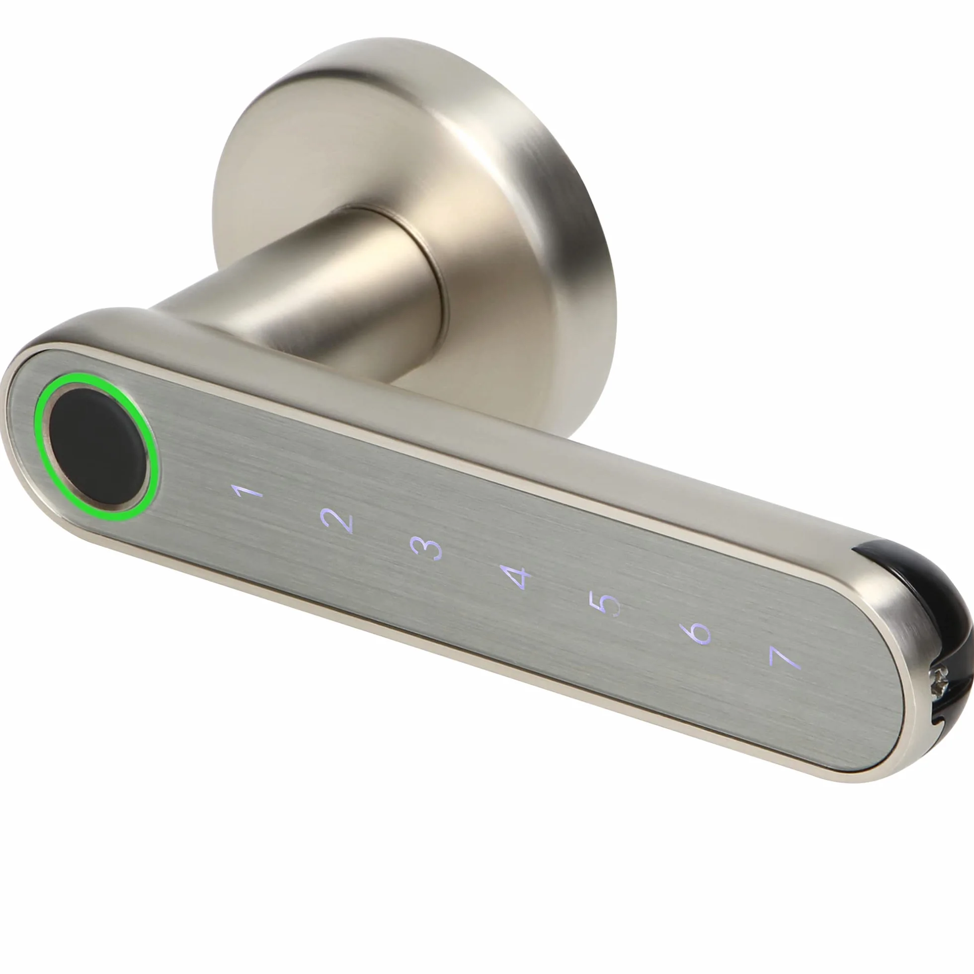 Orno OR-ZS-853 elektroniczny zamek z klawiaturą dotykową i czytnikiem linii papilarnych Bluetooth 4.0 Nikiel