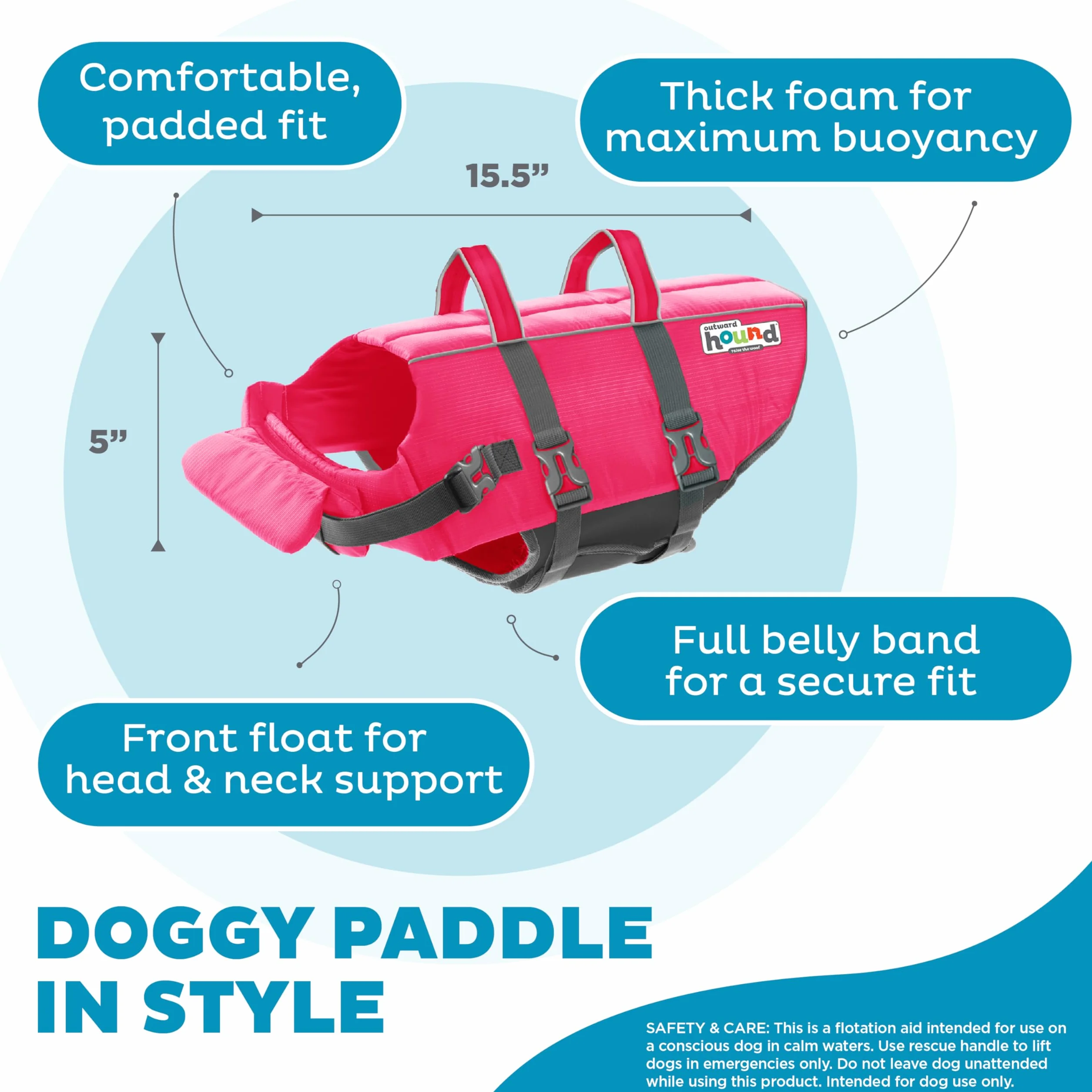 Outward Hound Granby Splash różowa kamizelka ratunkowa dla psa, M