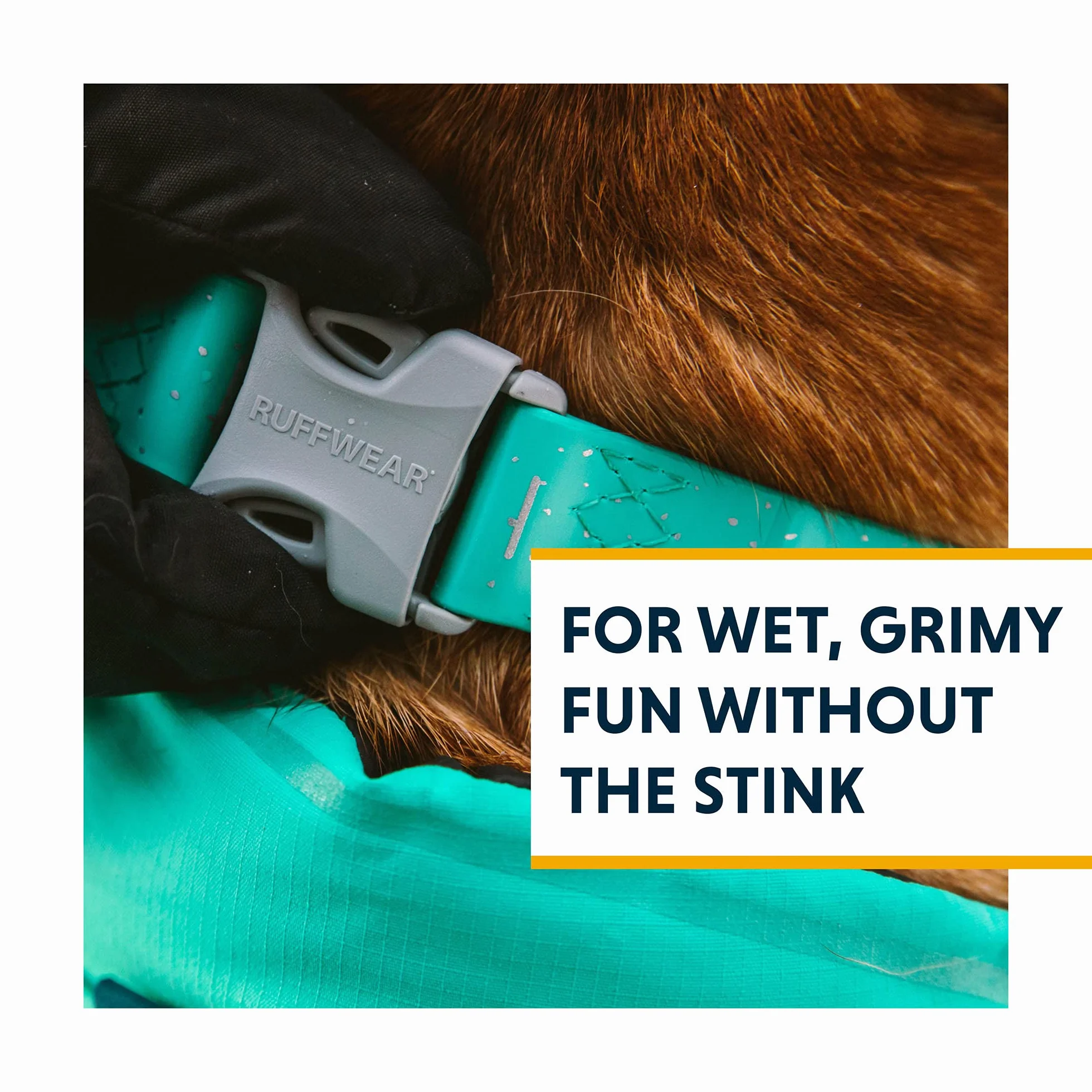 Ruffwear, Confluence obroża dla psa, wodoodporna, wytrzymała, szybkozłączka, odporna na zapachy, łatwa w czyszczeniu, regulowana taśma TPU z cichym mocowaniem na identyfikator, Aurora Teal, 35 cm – 51