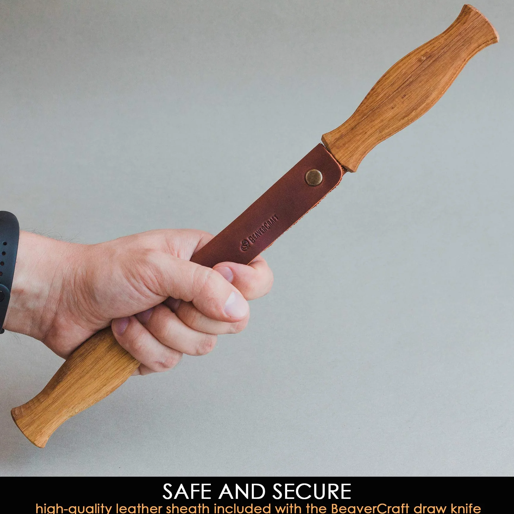 BeaverCraft Nóż do strzyżenia DK1s - 11 cm prosty narzędzia do rzeźbienia w drewnie, narzędzie ręczne do obróbki drewna, nóż do strzyżenia w drewnie ze skórzaną pochwą