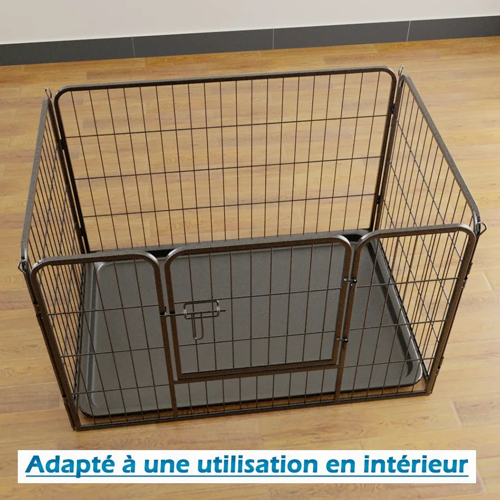 Metalowe Ogrodzenie dla Psów Składane Regulowany Kojec 4 Tablice 91×61×61cm
