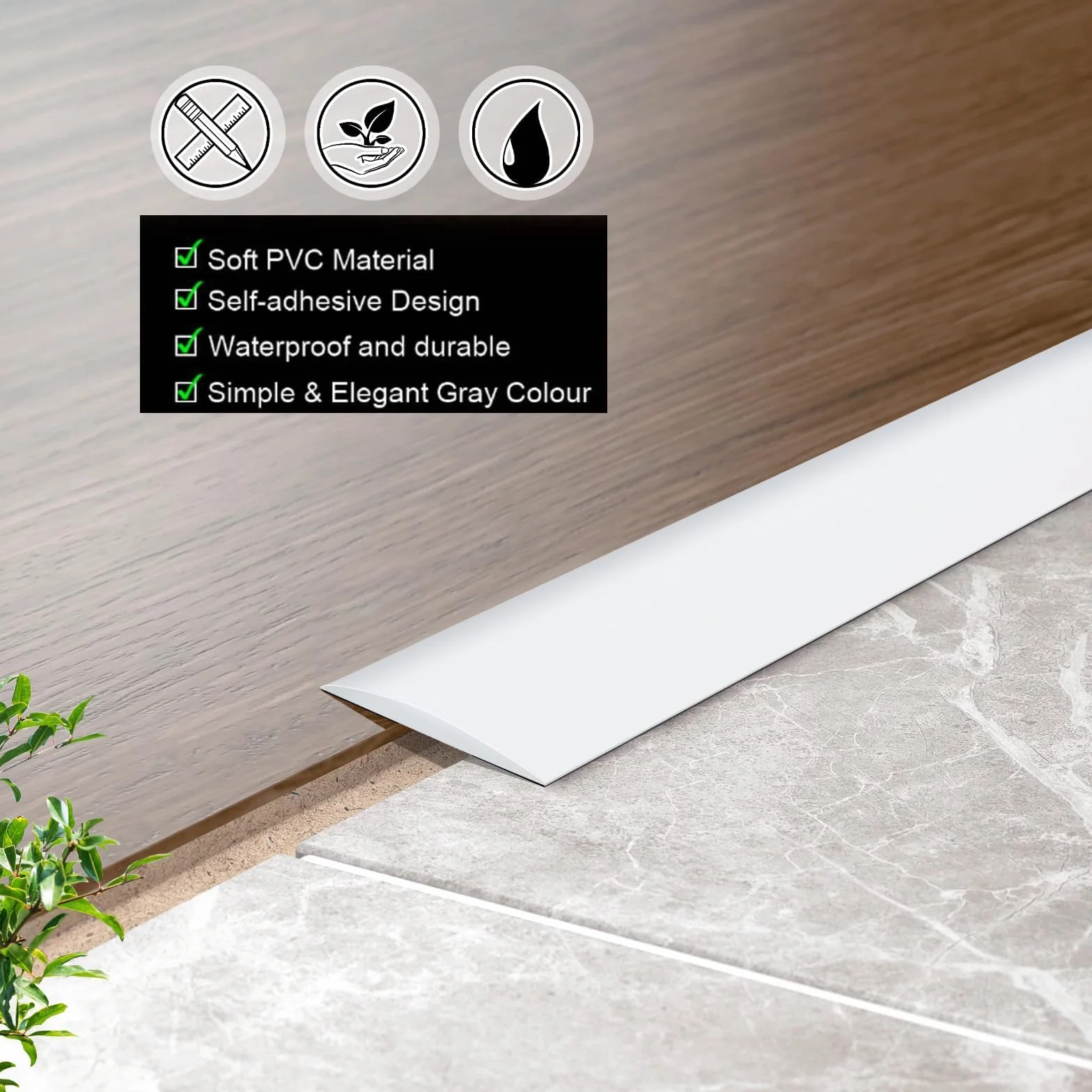 Profil przejściowy samoprzylepny 400 cm x 4 cm biały winylowy listwa do płytek laminatu