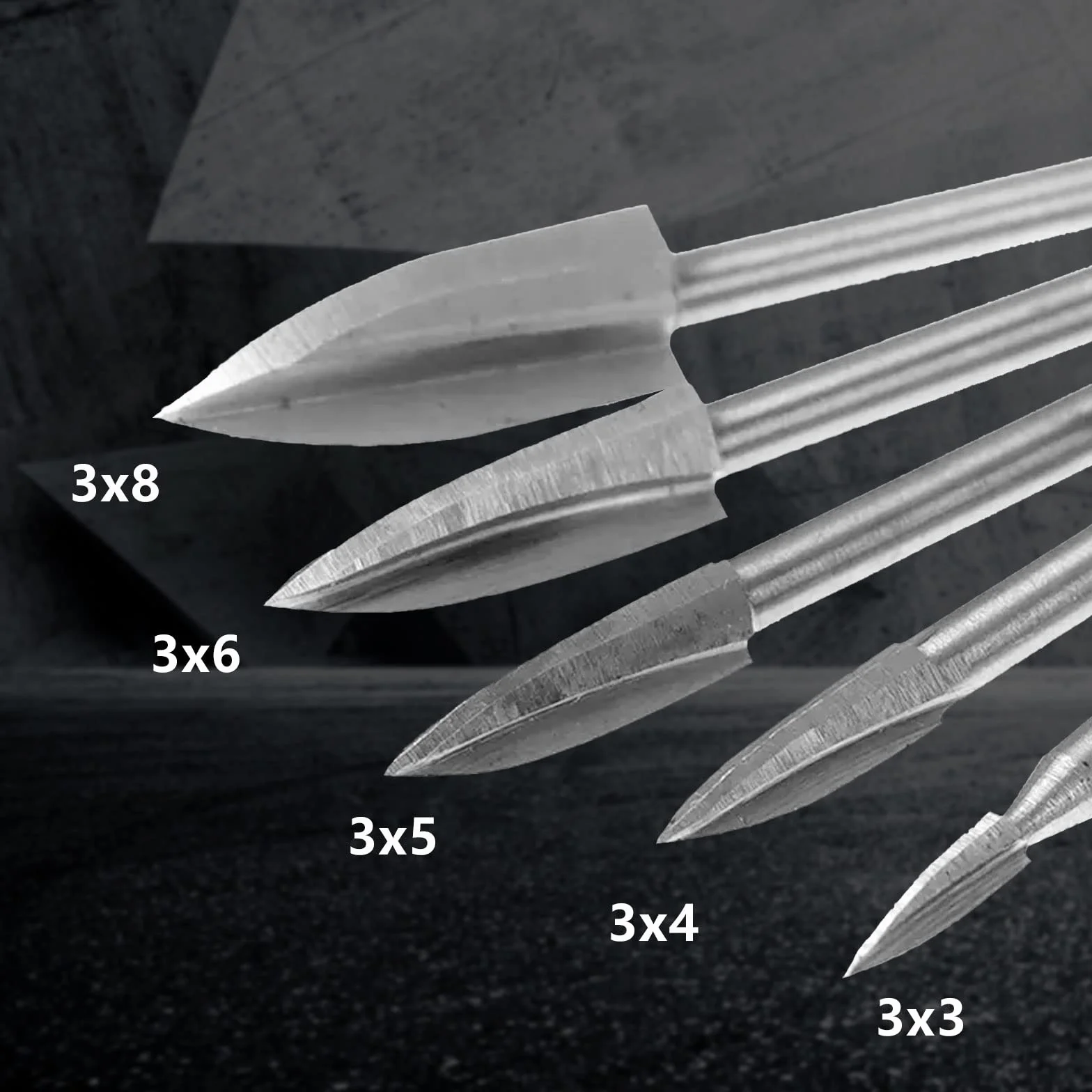10 sztuk wierteł do grawerowania w drewnie, frez HSS z węglika spiekanego grawerowania z chwytem 1/8" (3 mm) , zestaw obrotowych bitów do obróbki drewna, rzeźbienia, grawerowania, wiercenia
