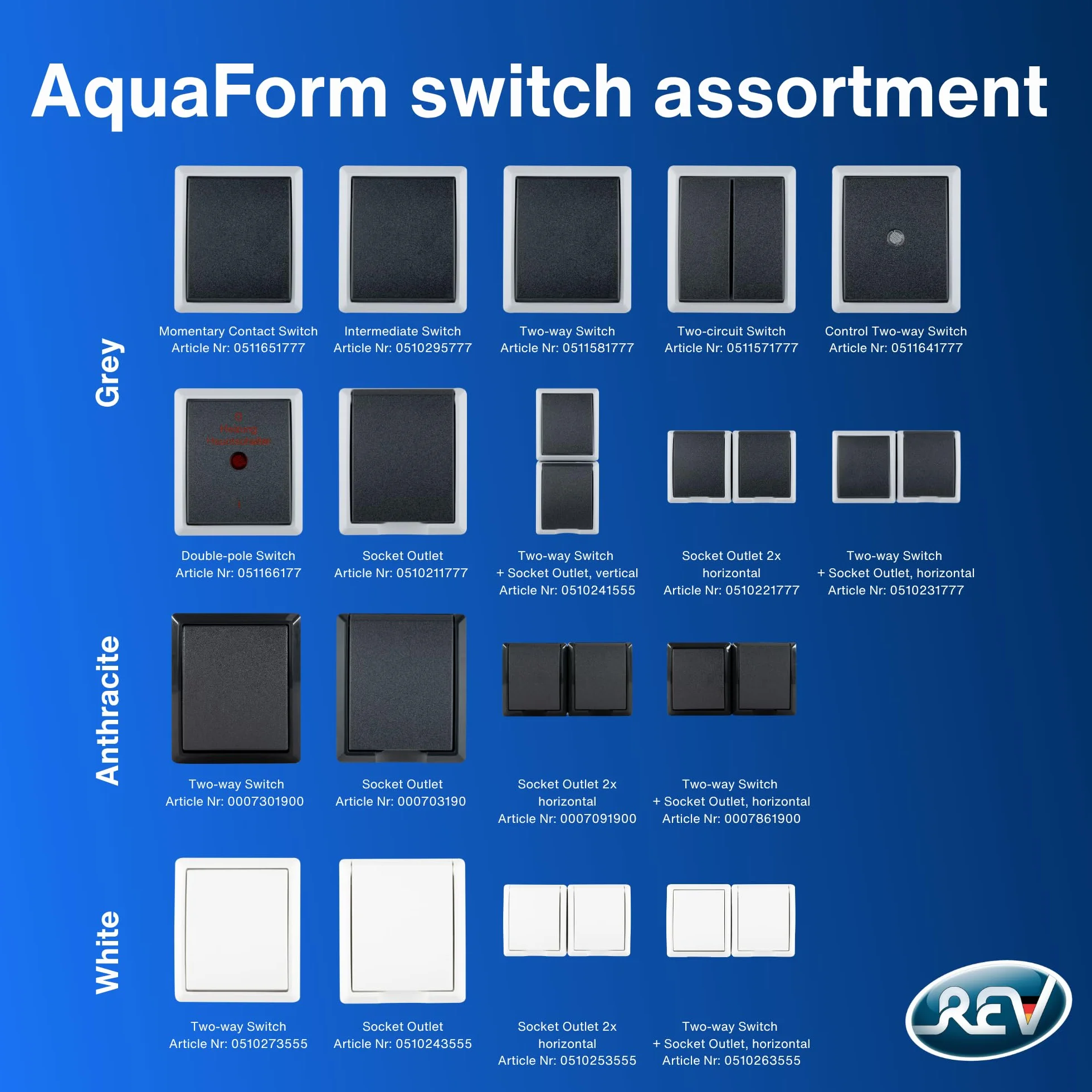 REV Ritter 0510273555 AquaForm AP przełącznik wyłączający, biały