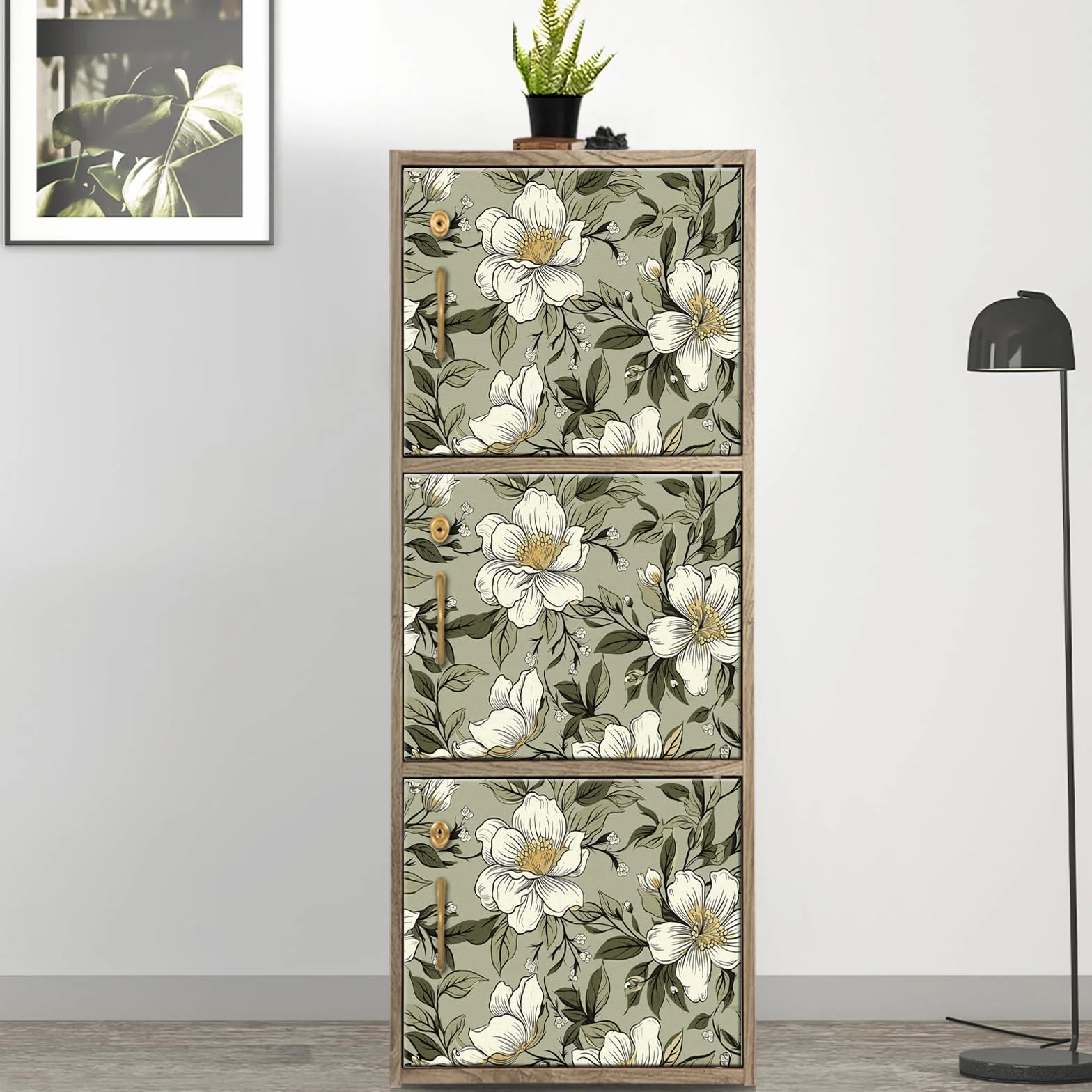 Samoprzylepna tapeta 44 x 300 cm kwiatowy papier kontaktowy zielony liść usuwalna folia winylowa
