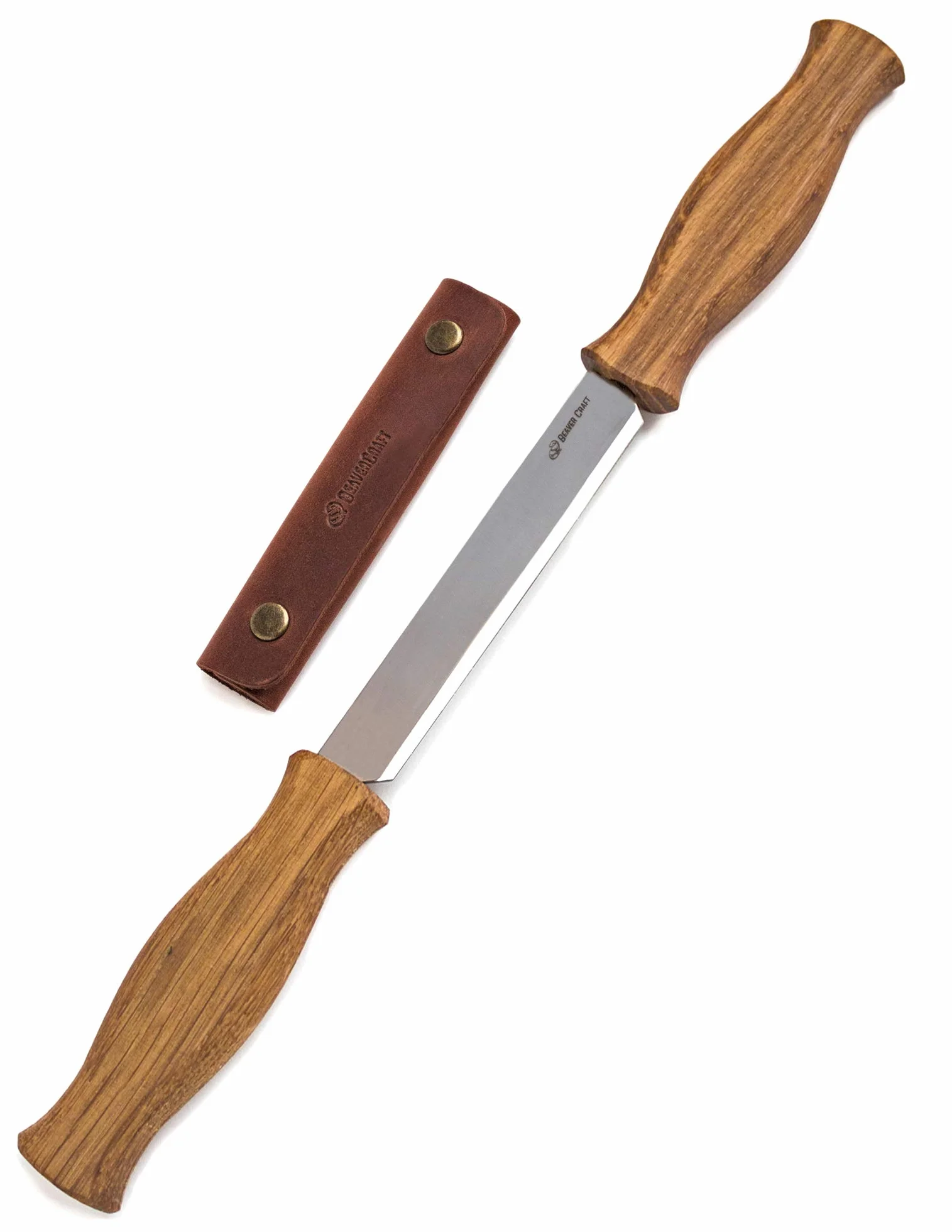 BeaverCraft Nóż do strzyżenia DK1s - 11 cm prosty narzędzia do rzeźbienia w drewnie, narzędzie ręczne do obróbki drewna, nóż do strzyżenia w drewnie ze skórzaną pochwą