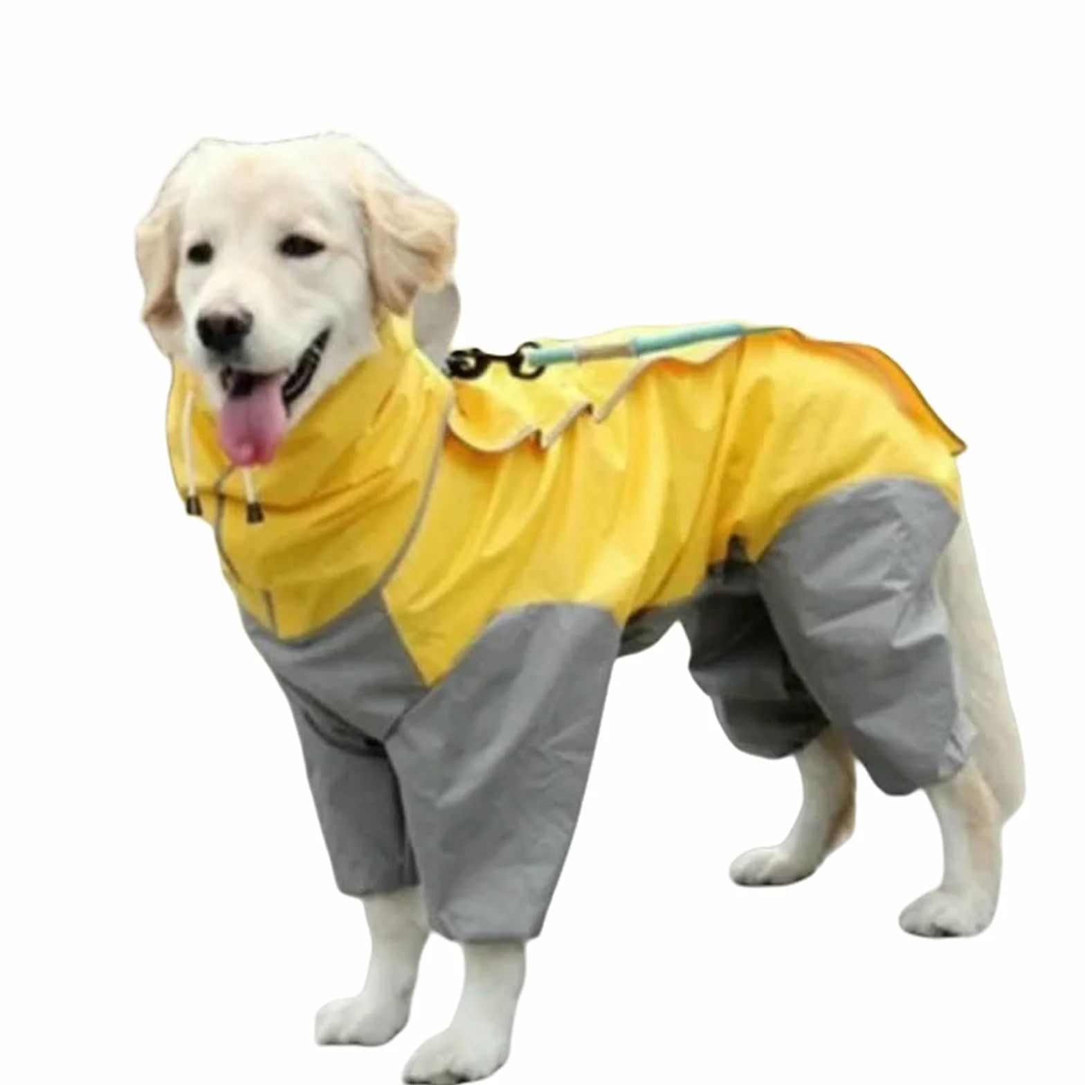Poncho Duże psy przeciwdeszczowe ubrania dla szczeniąt średni pies wodoodporna kurtka z kapturem z czterema rogami Poncho Pet Raincoat-f-30