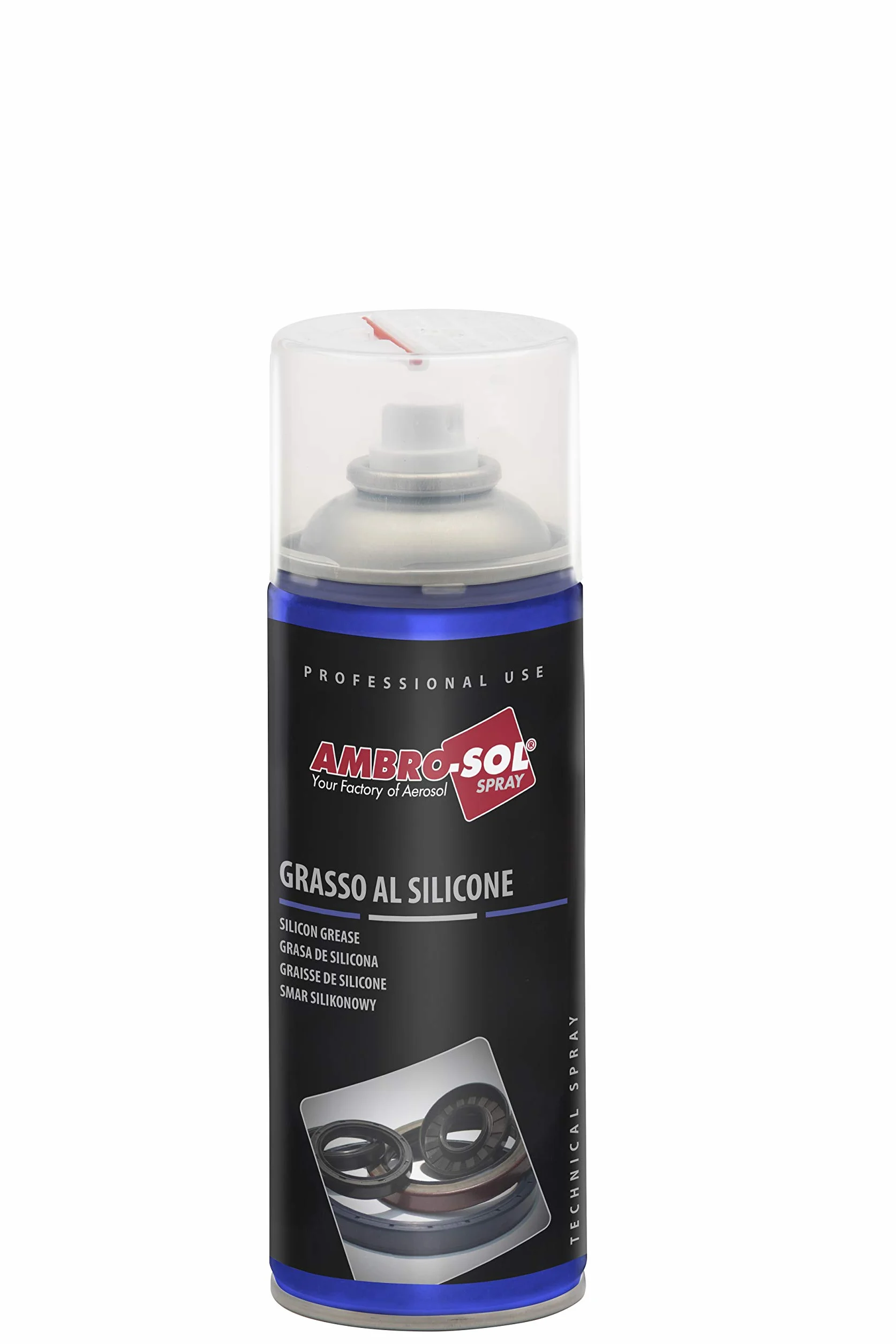 Ambro-Sol - G002 Smar Silikonowy w Sprayu, Bezbarwny, Wodoodporny Środek Smarujący, Puszka z Aerozolem z Blachy Ocynkowanej, w 100% Nadaje się do Recyklingu 400 ml