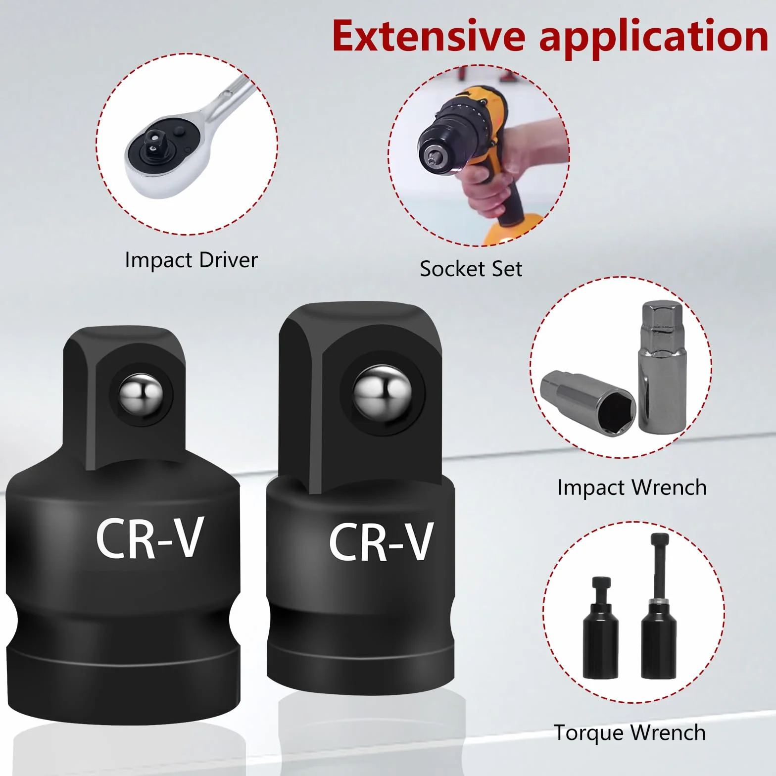 Giantree Zestaw 4 adapterów, adapter do kluczy nasadowych, adapter do wkrętarki udarowej, adapter do grzechotki 1/2" na 3/8" 3/8" na 1/2'' 1/4" na 3/8" 3/8" na 1/4"