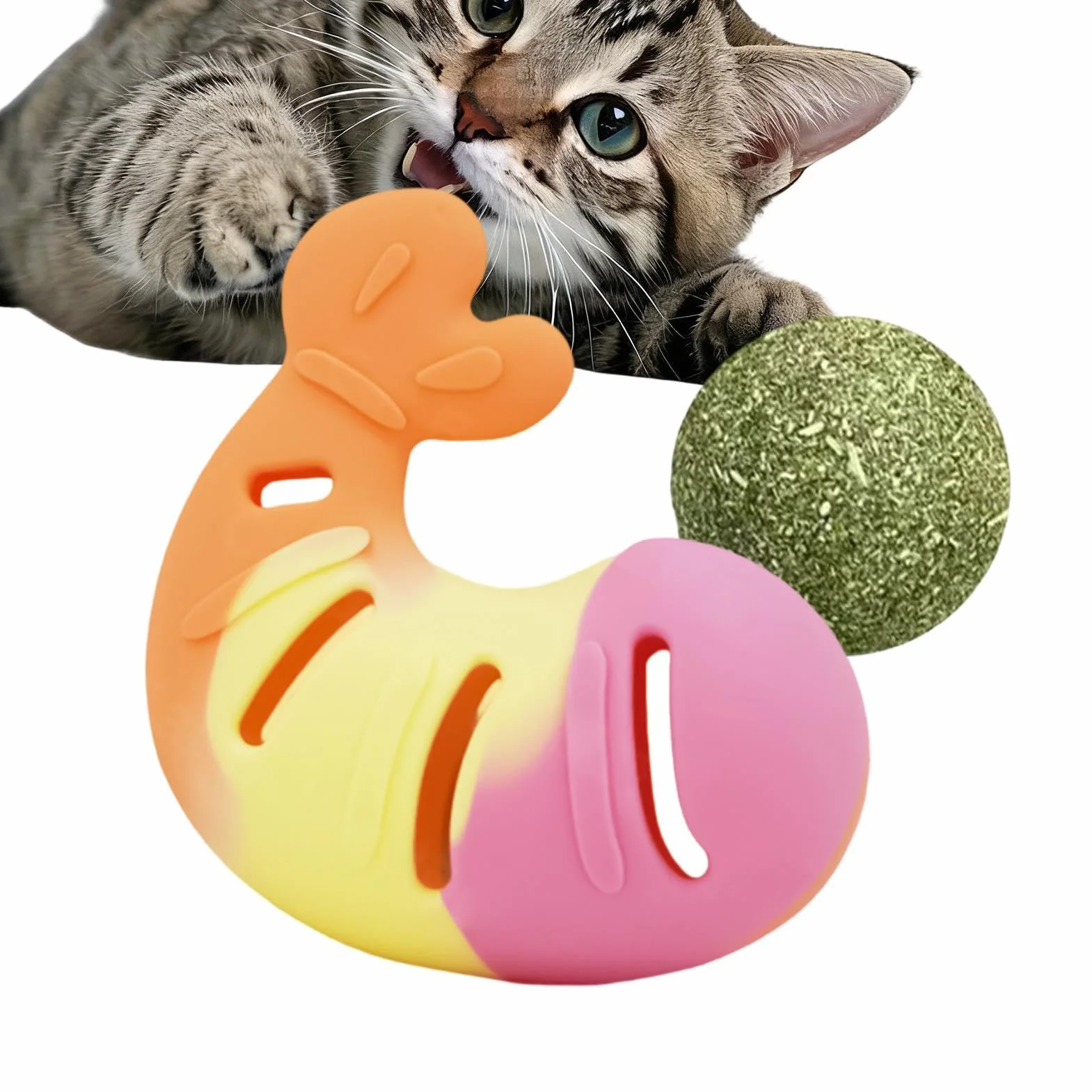 Kitten Play Toy - Shrimp Shape Chew, Stress Relief with Catnip Fun, Aid, Interactive Toy, Cat Entertainment for Indoor Outdoor Home Apartment Birthday Holiday Daily Activity at Living Room