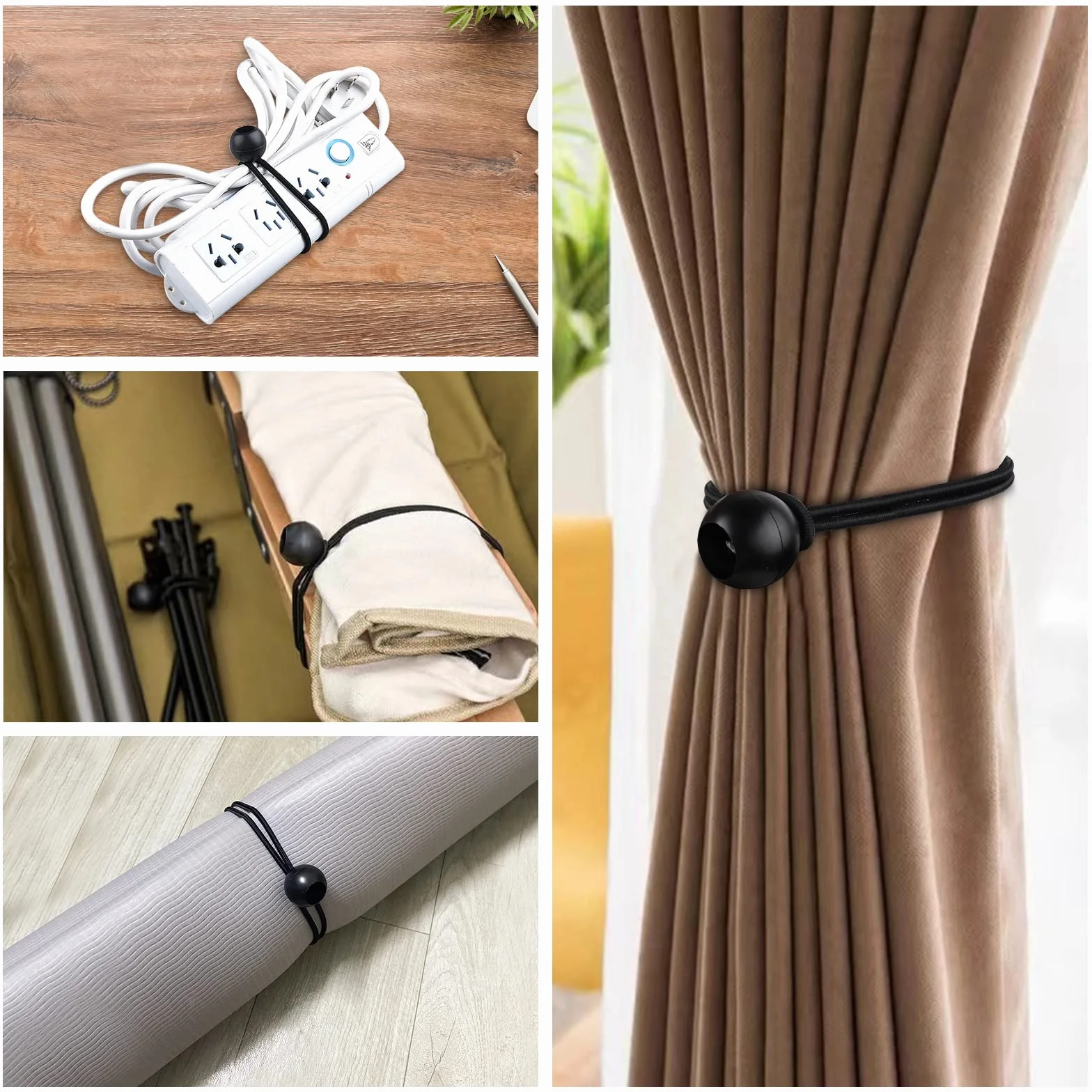 20 sztuk gumek napinających z kulką, czarne, 10 × 14,5 cm + 10 × 22,5 cm napinacz do plandek z kulką, gumowe pętle ekspanderowe, gumki do namiotów, plandek, plakatów, banerów reklamowych