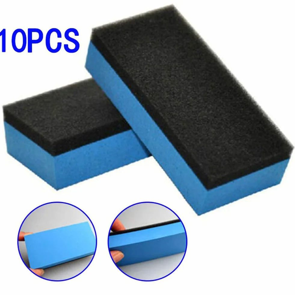 10 szt. Gąbka do Aplikatora Powłoki Ceramicznej, Gąbka do Nakładania Powłoki Ceramicznej na Samochód Szklane Podkładki do Aplikatora Powłoki Nano Wax (BLUE)