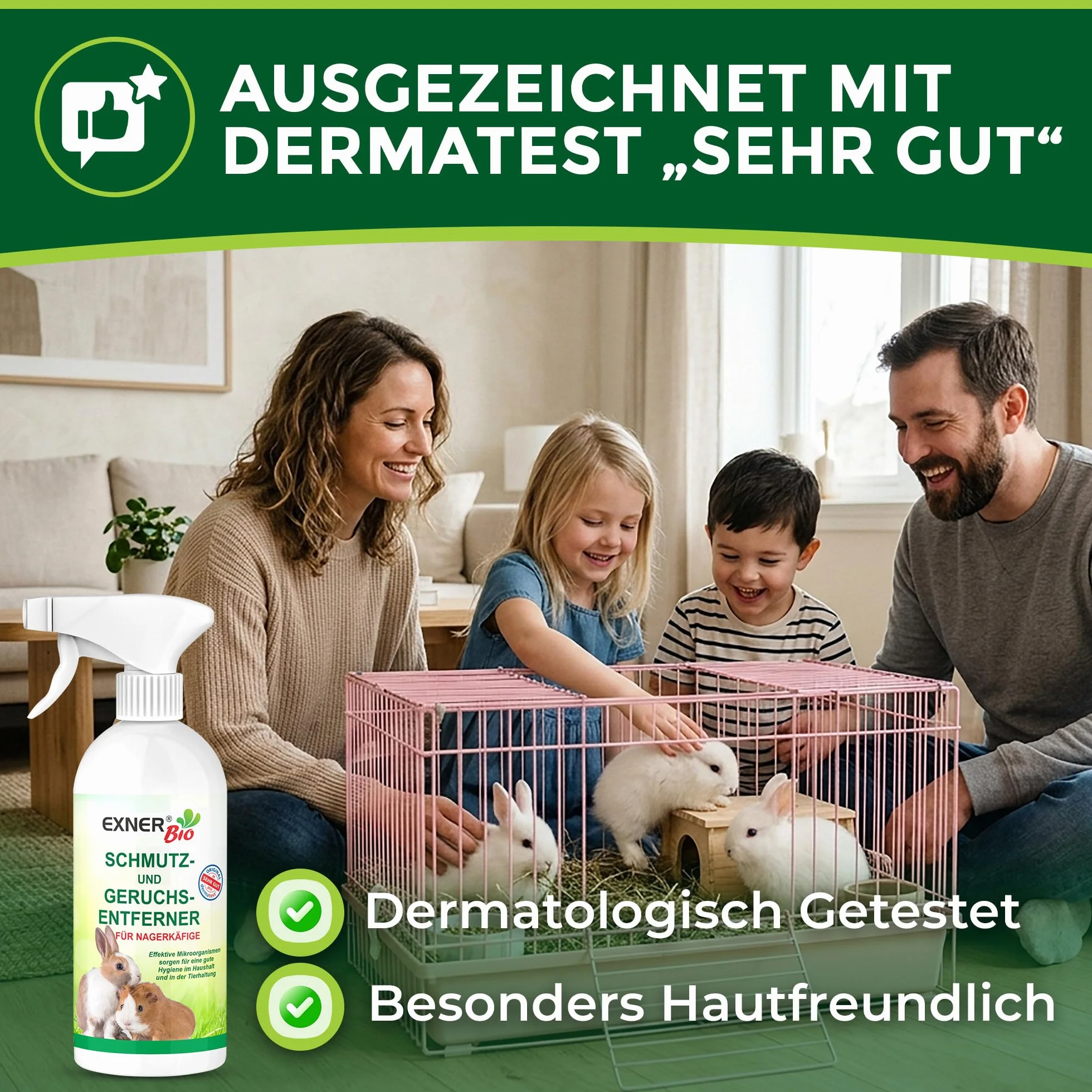 Środek do usuwania zapachów i brudu do klatek dla gryzoni – z mikroorganizmami przeciwko odchodom, moczowi i zapachom zwierząt domowych, 100% naturalny i delikatny – butelka z rozpylaczem