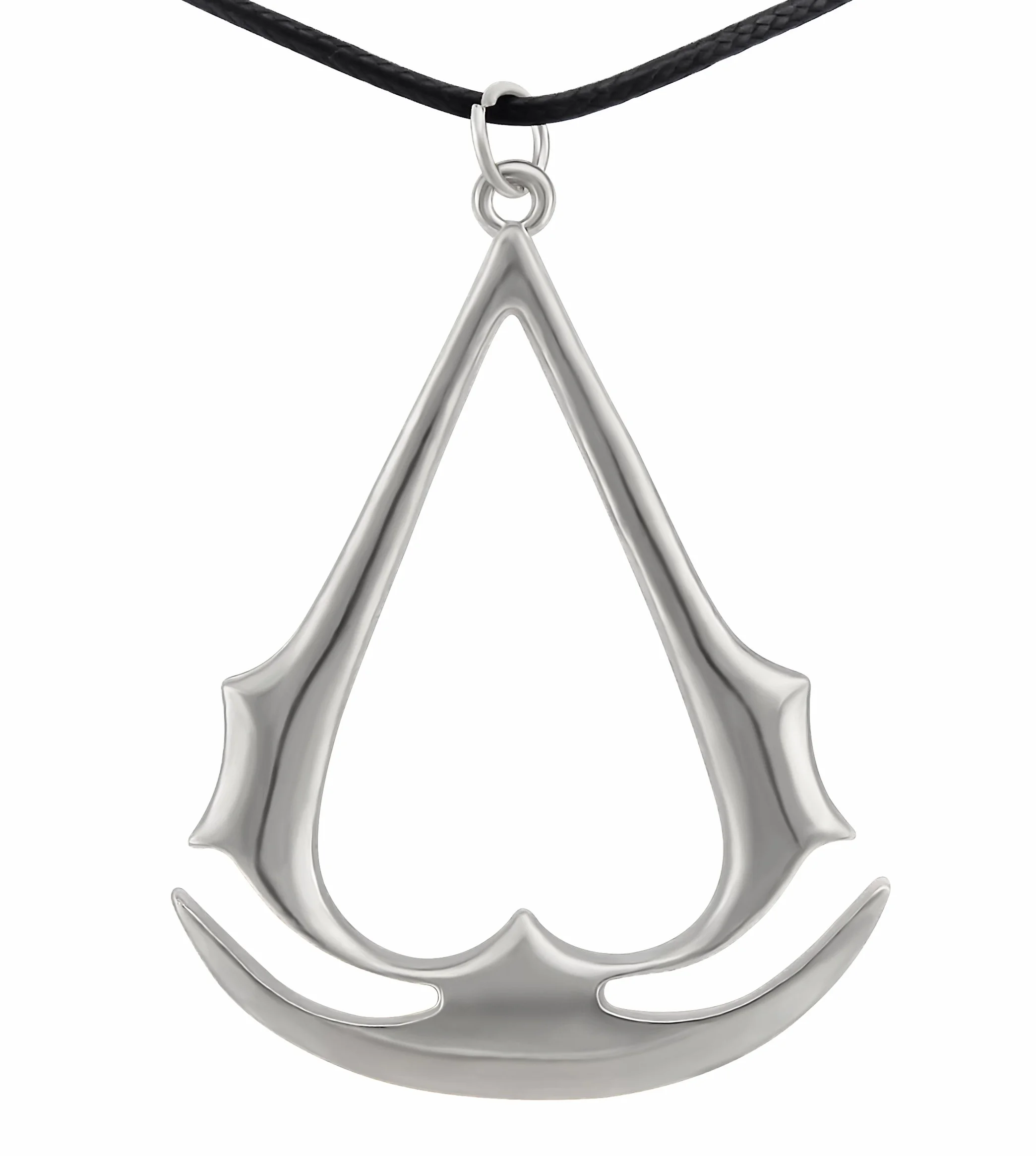 Męska biżuteria srebrna Assassin's Creed symbol średniowiecza Assassin's Creed znak zabójców graczy sztuczna skóra prezent na Boże Narodzenie dla przyjaciela/męża, Skóra, Bez kamieni