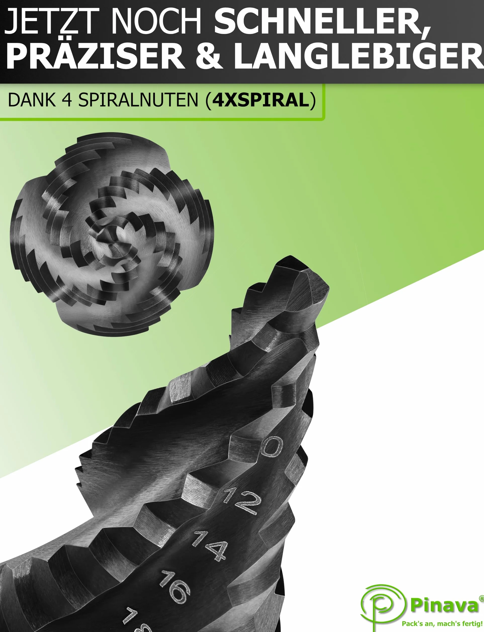 Pinava Wiertło stopniowe HSS Cobalt Pro 4XSPIRAL [szybsze, bardziej precyzyjne, trwalsze] Ø 4 – 22 mm – profesjonalne wiertło stożkowe do stali nierdzewnej, metalu, drewna, tworzywa sztucznego