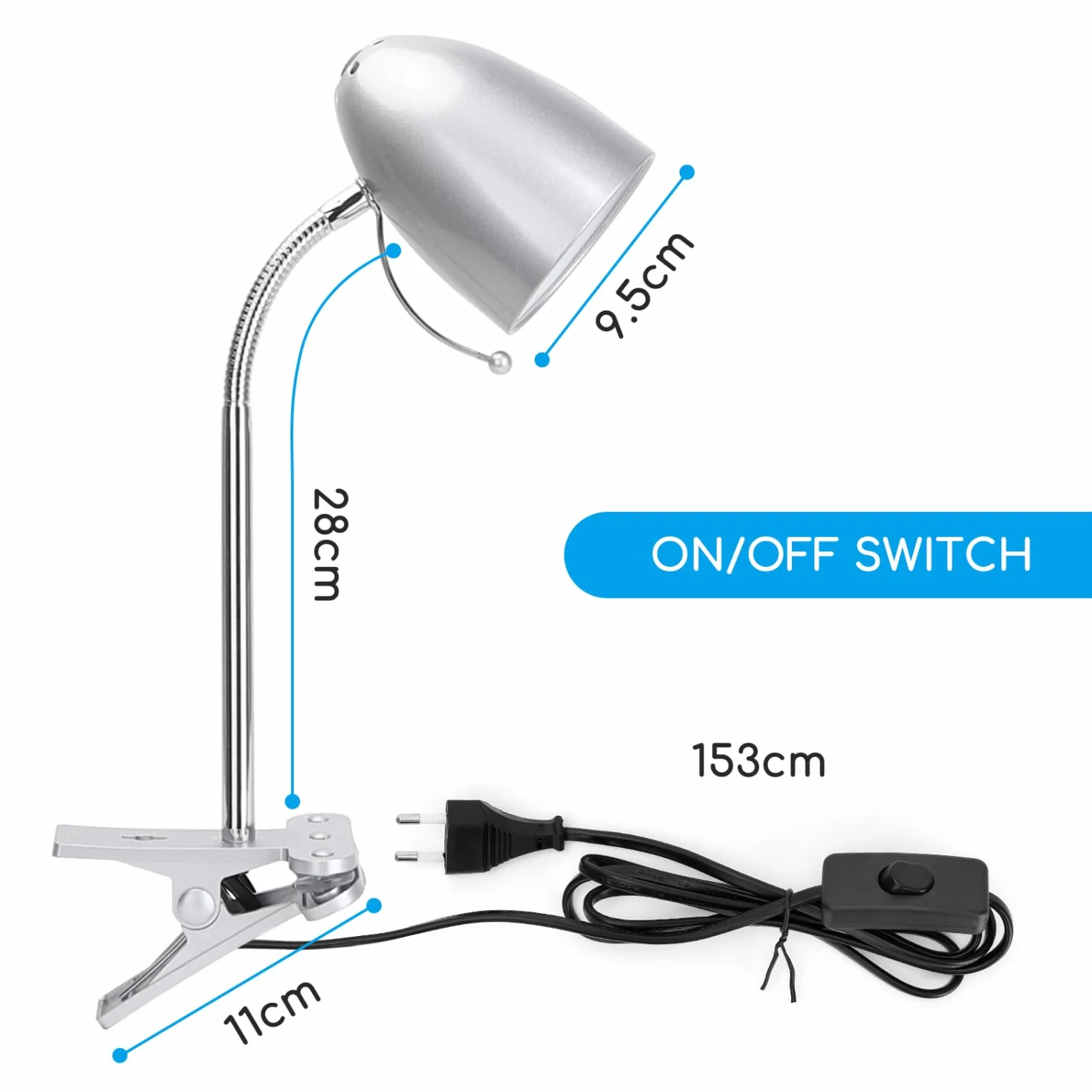 Aigostar Lampa biurkowa z zaciskiem Retro E27 240V Srebrny