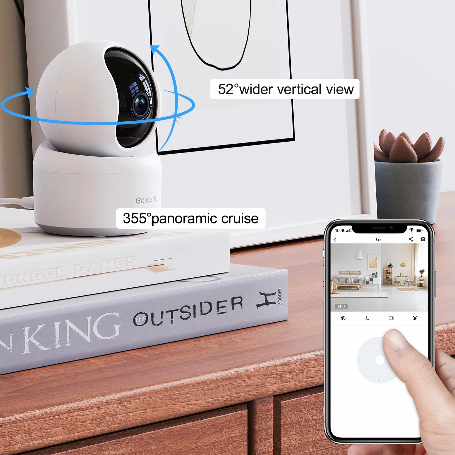 GALAYOU Kamera 2K WiFi dla zwierząt domowych, do użytku domowego, dla psa, kota, monitorowania dziecka, bezprzewodowa 360°, śledzenie ruchu, noktowizor, 2-drożny dźwięk, G2 (2P)